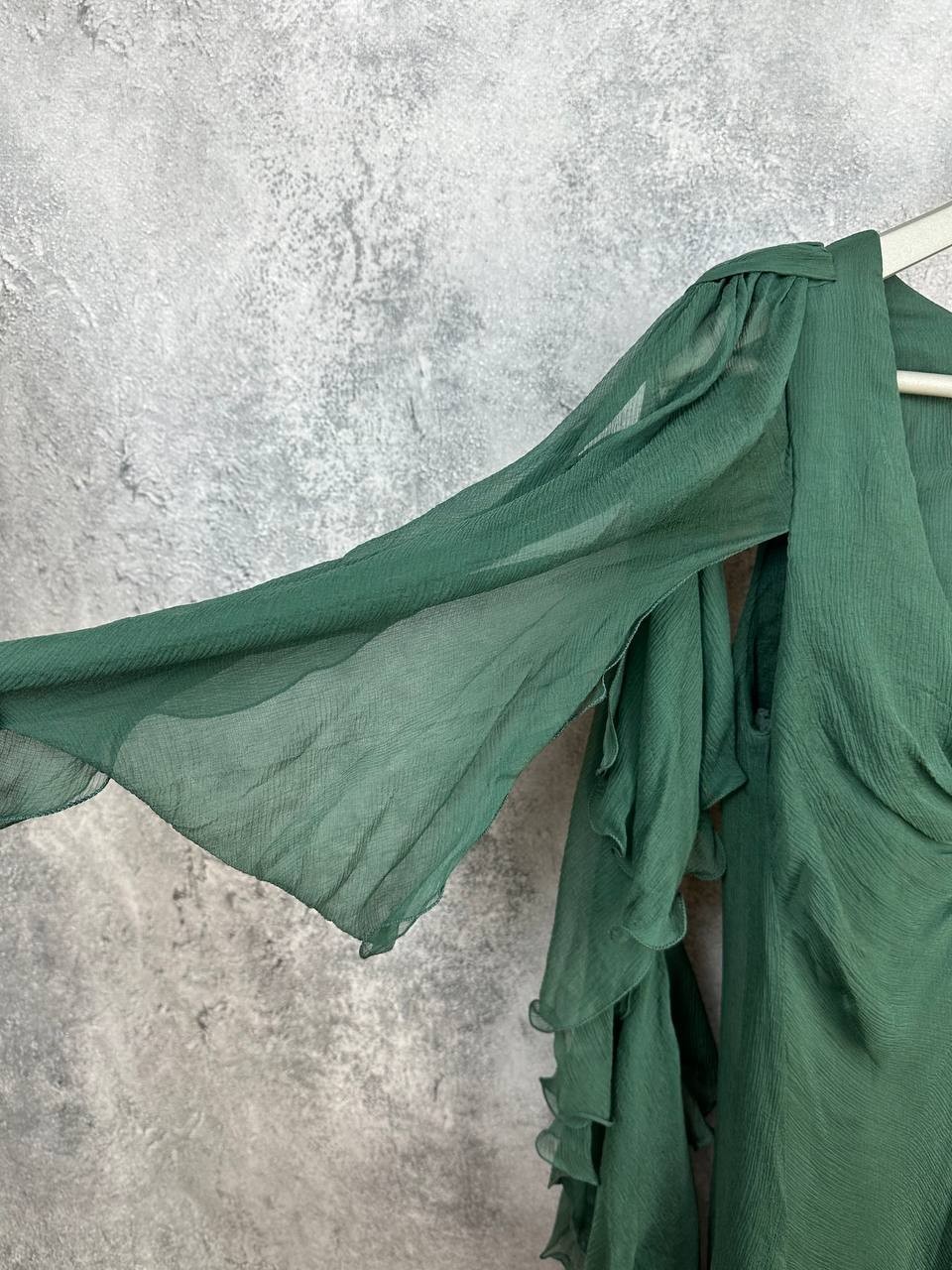 Gina Fratini Vintage 1970s Pure Silk Chiffon Draped Maxi Dress Size UK 10