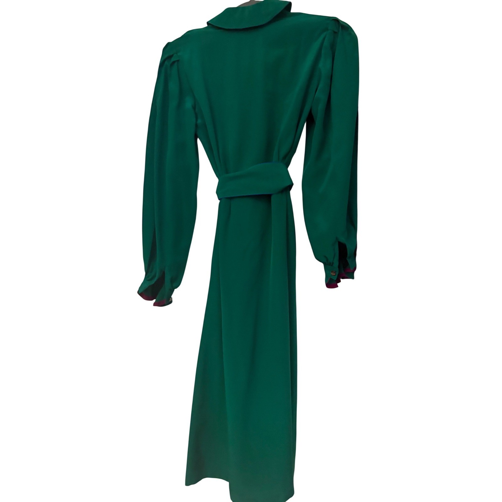 Francesca di Damon for Starington Vintage 100% Silk Green Midi Dress Petite 2