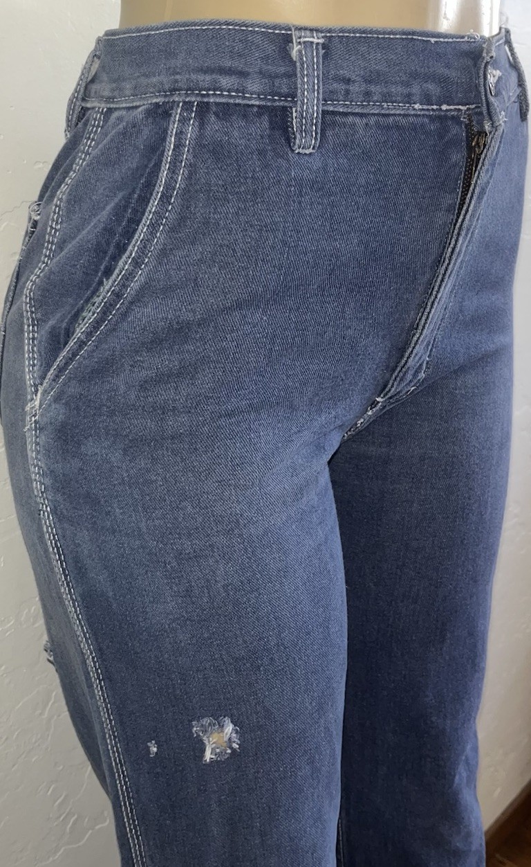 Vintage 70s DADDY’S MONEY Dark Jeans Disco Flare Wide Leg Sz 9 27” Waist RARE