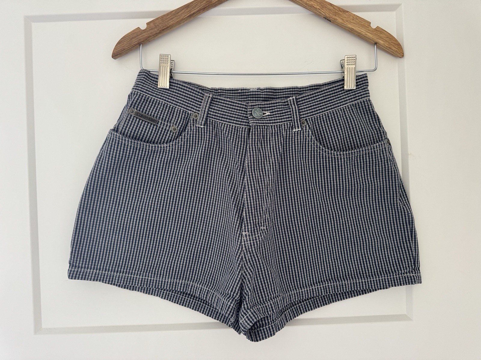 Vintage 1990’s Calvin Klein Blue Stripe Shorts 100%Cotton Size 30,26 Inch Waist