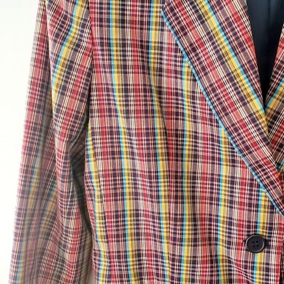Donnkenny Separates Preppy Plaid Structured Blazer Vintage Size 10 Lightweight
