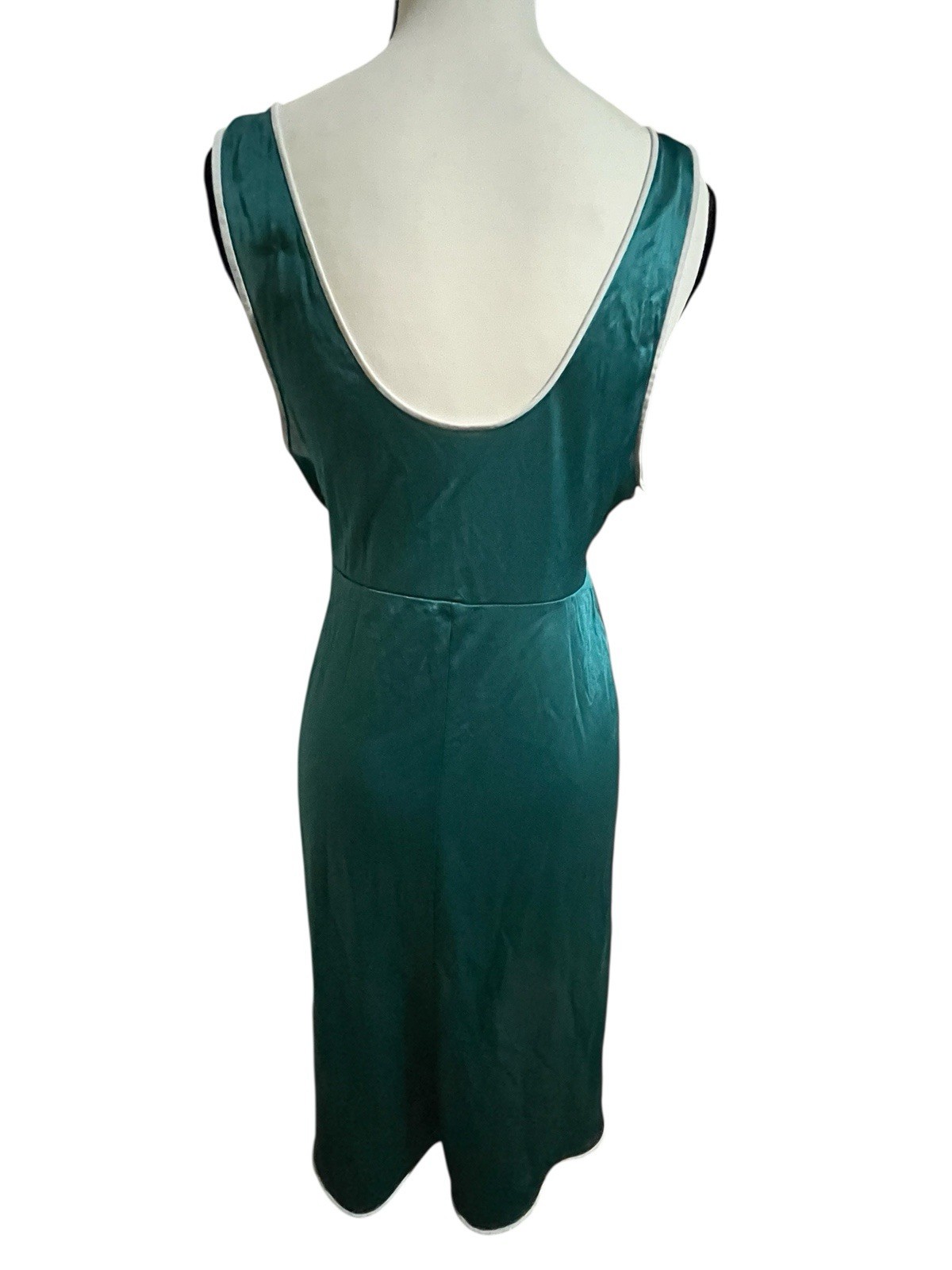 Vtg 80’s/90’s Silky Nylon Teal Keyhole Tie Sleep Dress Nightgown Romance S/M