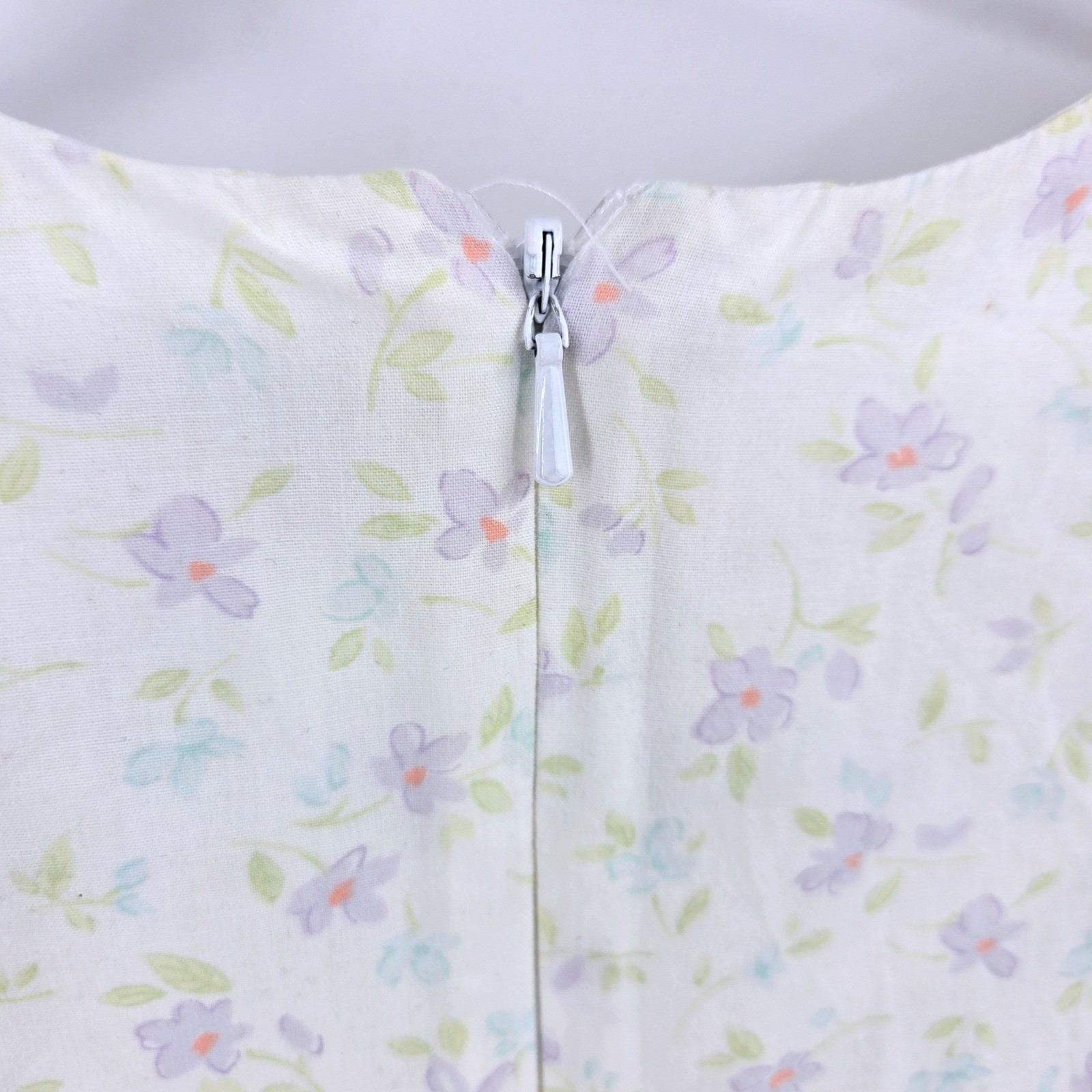 L.L.Bean Vintage Dress 6 Cotton Cottagecore Shift Mini Purple Floral Flower EUC