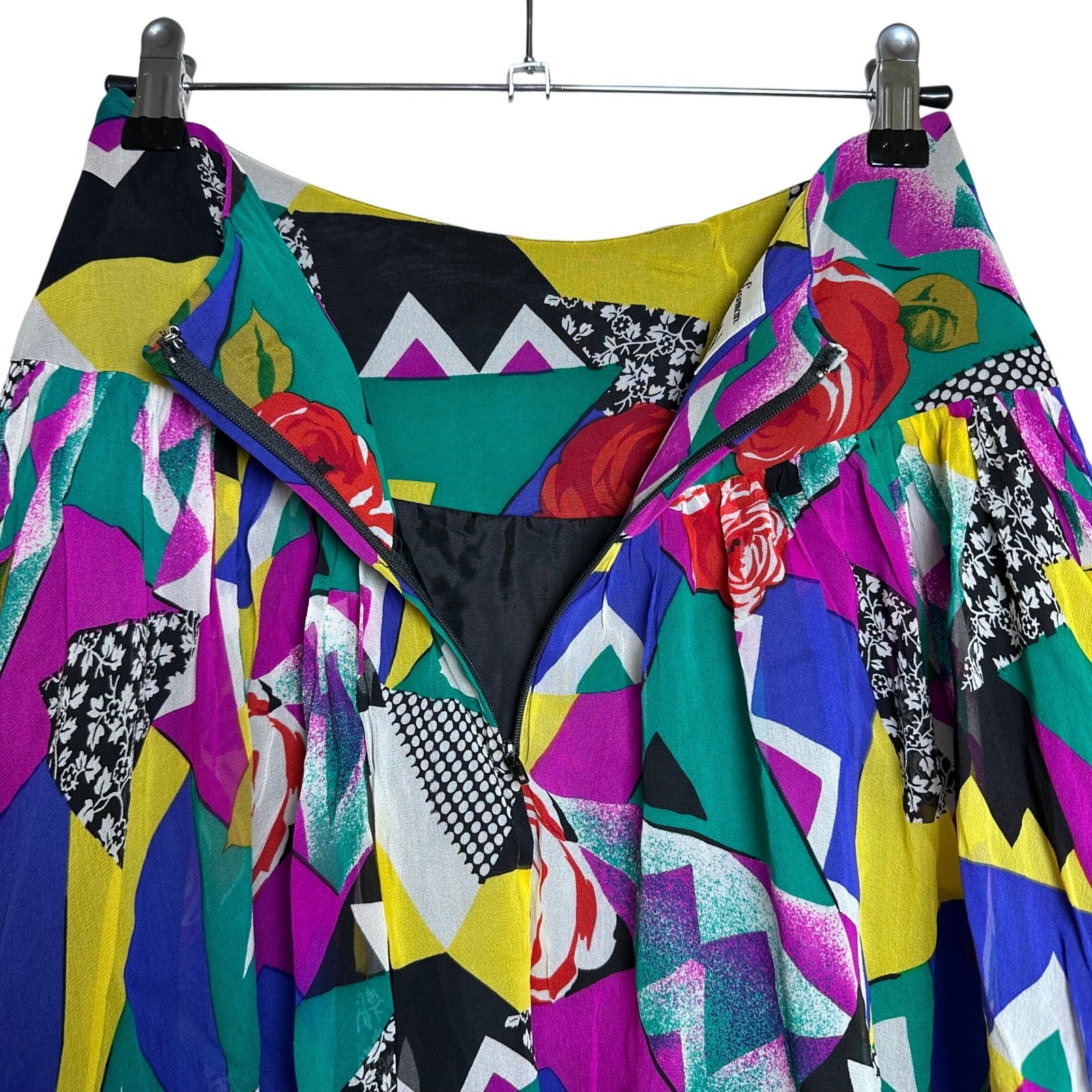 Rickie Freeman for Teri Jon Vintage Silk Abstract Maximalist Statement Skirt 4