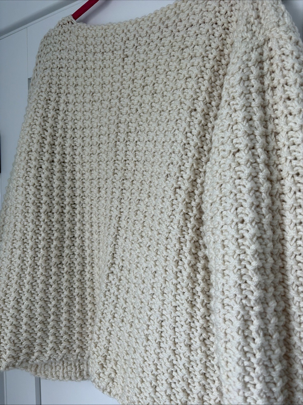 VINTAGE 70s Fisherman Sweater Wool Ivory Large Extra large HandKnit Cream V