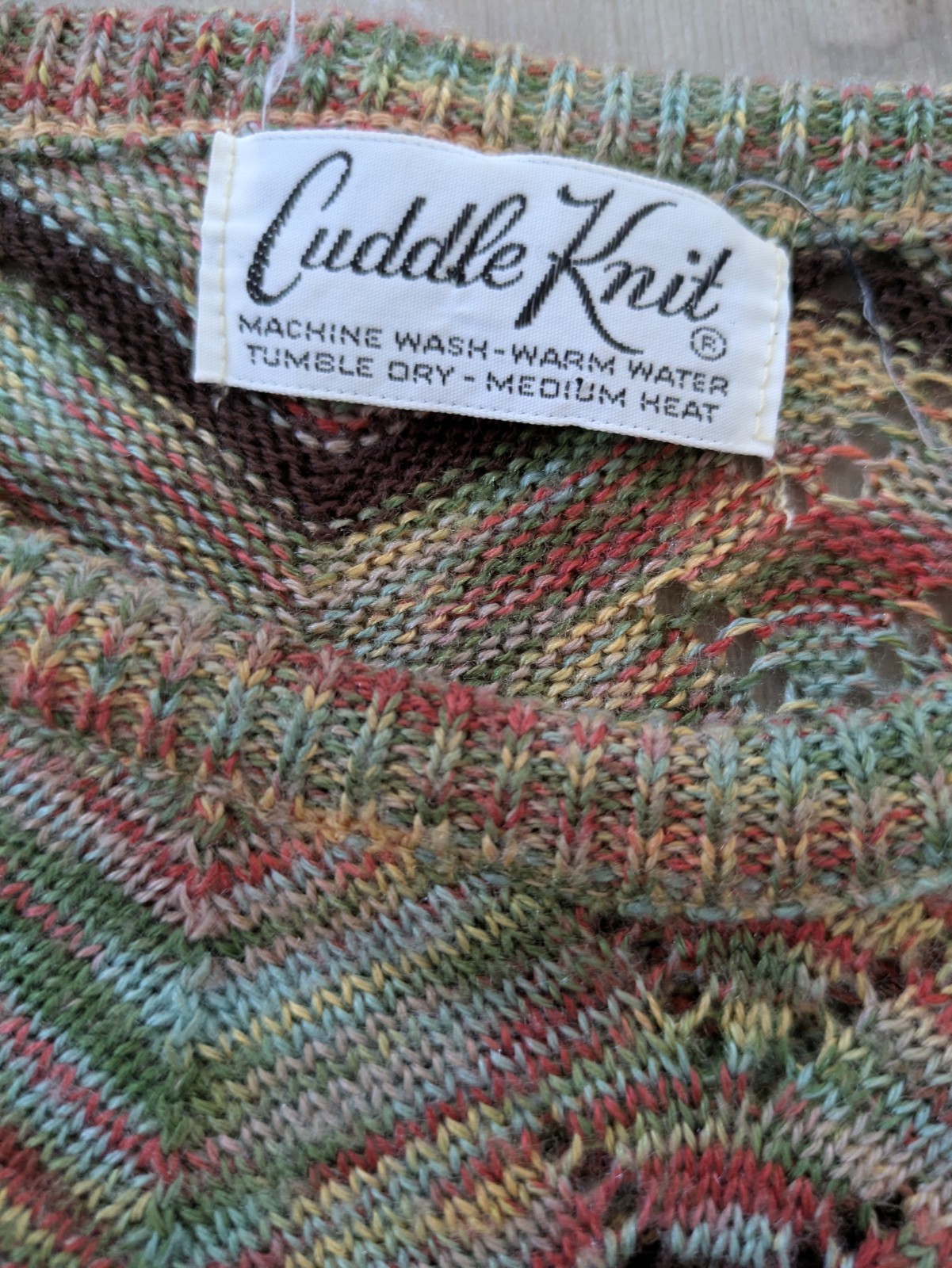 Vintage Womens Chevron Sweater USA Made Multicolor XS/S Cuddle Knit