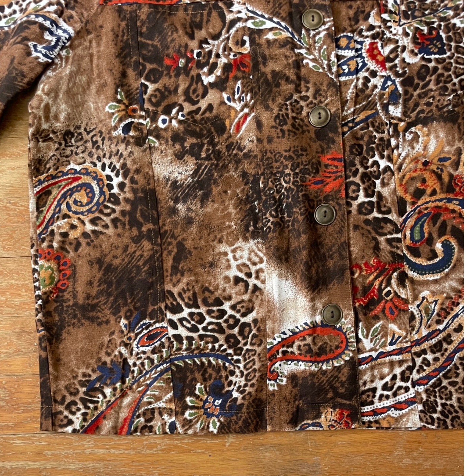 Vintage Leopard & Paisley Jacket Size Small/Medium 1990s Animal Print Cotton