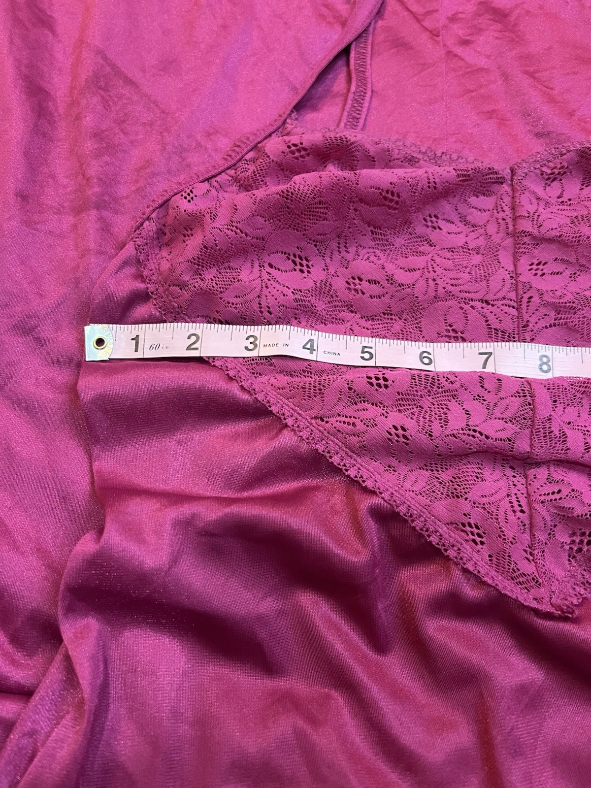 Vtg Olga Style Undercover Wear Magenta Pink Full Sweep Silky Nylon Gown S USA
