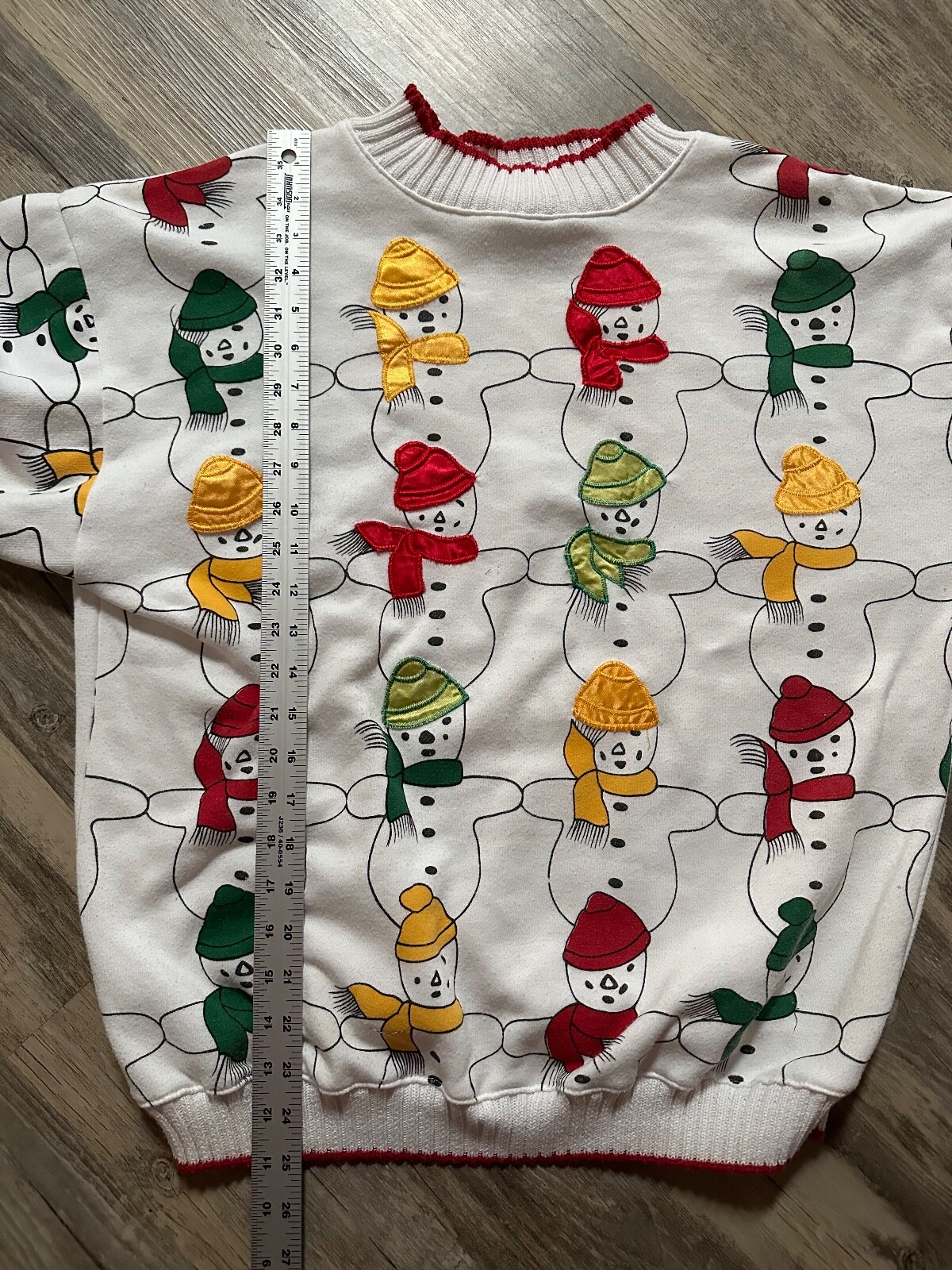 Vtg Hasting Smith AOP All Over Print Snowman Christmas Sweatshirt Medium Granny