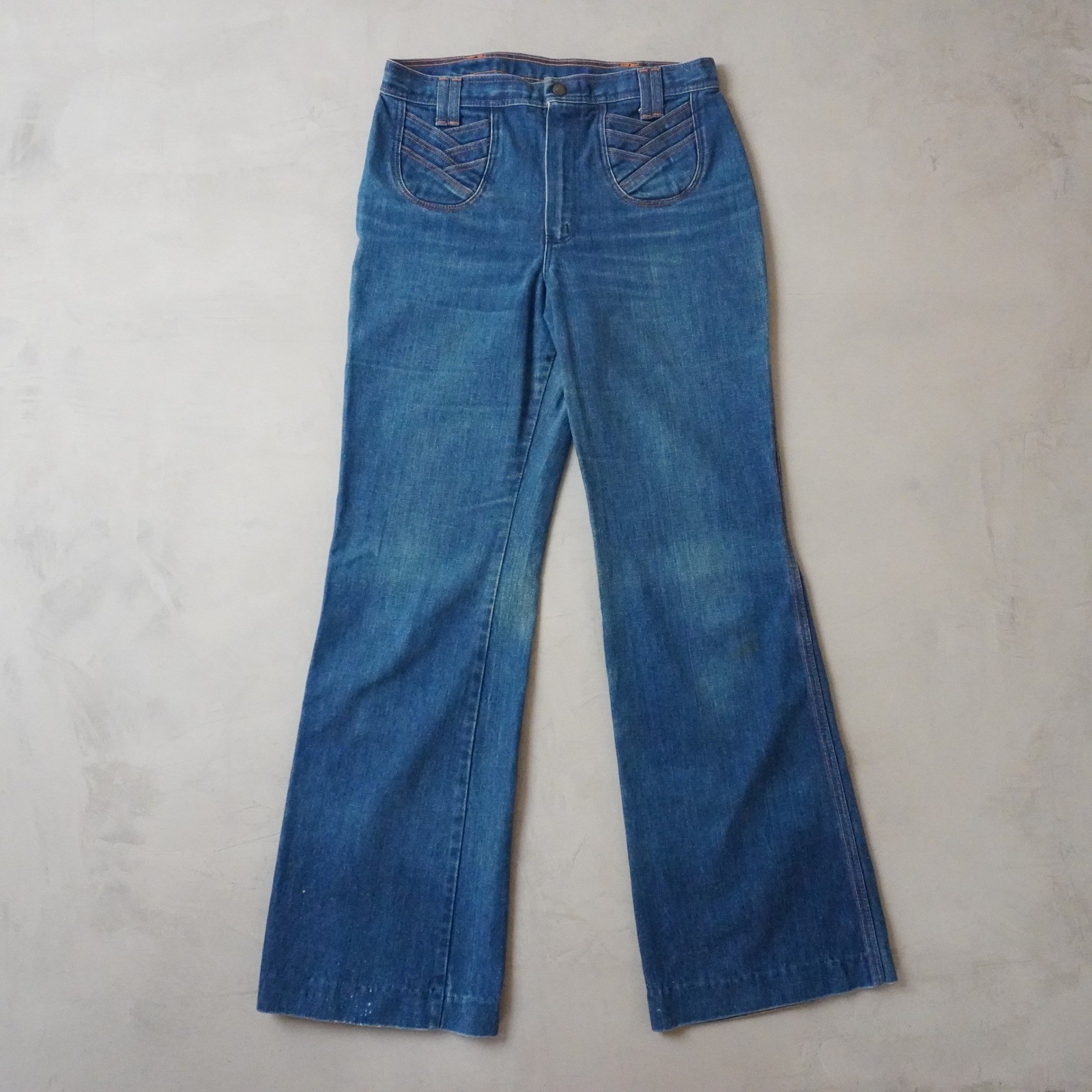 Vintage Maverick High Rise Flare Jeans Blue Western Yoke Made in USA 13/14 30×31