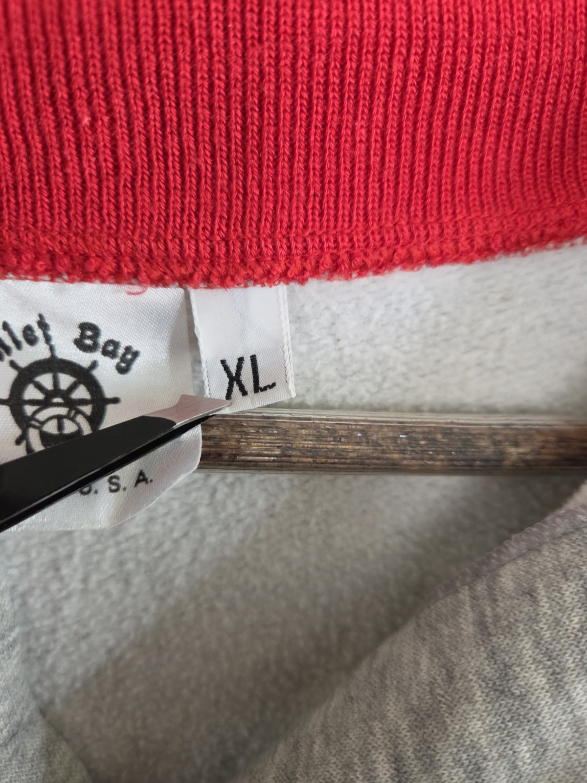 Vintage Loons Sweatshirt Gray Red Cuffs Collar Inlet Bay Made In USA XL Womens