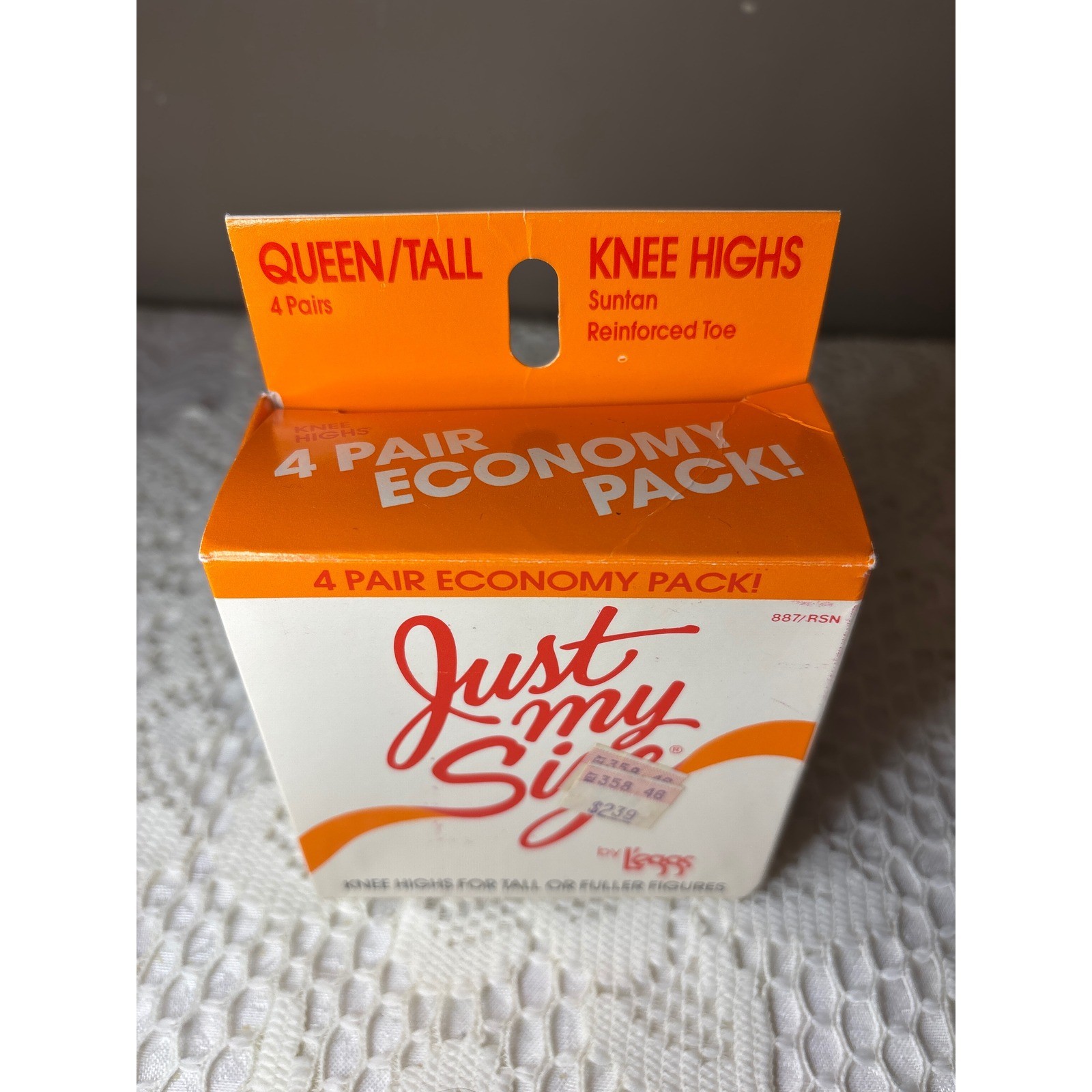 VTG Just My Size by L’eggs Knee Highs 4 Pair Economy Pack Queen Tall Suntan NOS