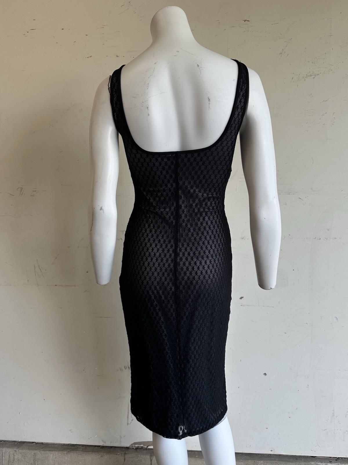 Vintage 90s Y2K Bebe Moda Mesh Black And Silver Dress Minimalistic Goth Grunge