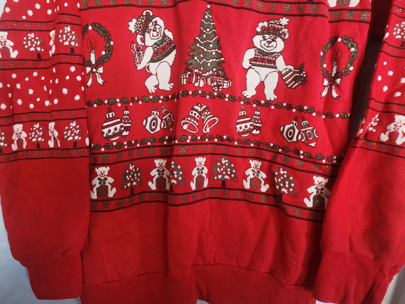 vintage sky lite 80s red teddy bear christmas crewneck sweater M
