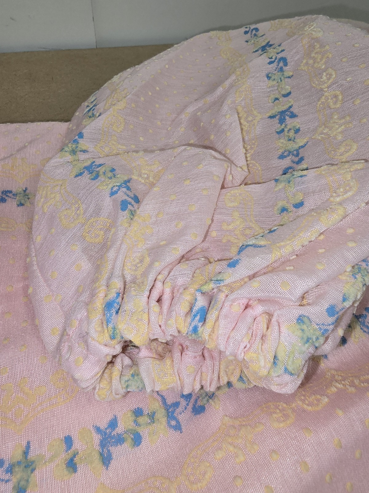 Vintage handmade Pink cotton blue accented Dress