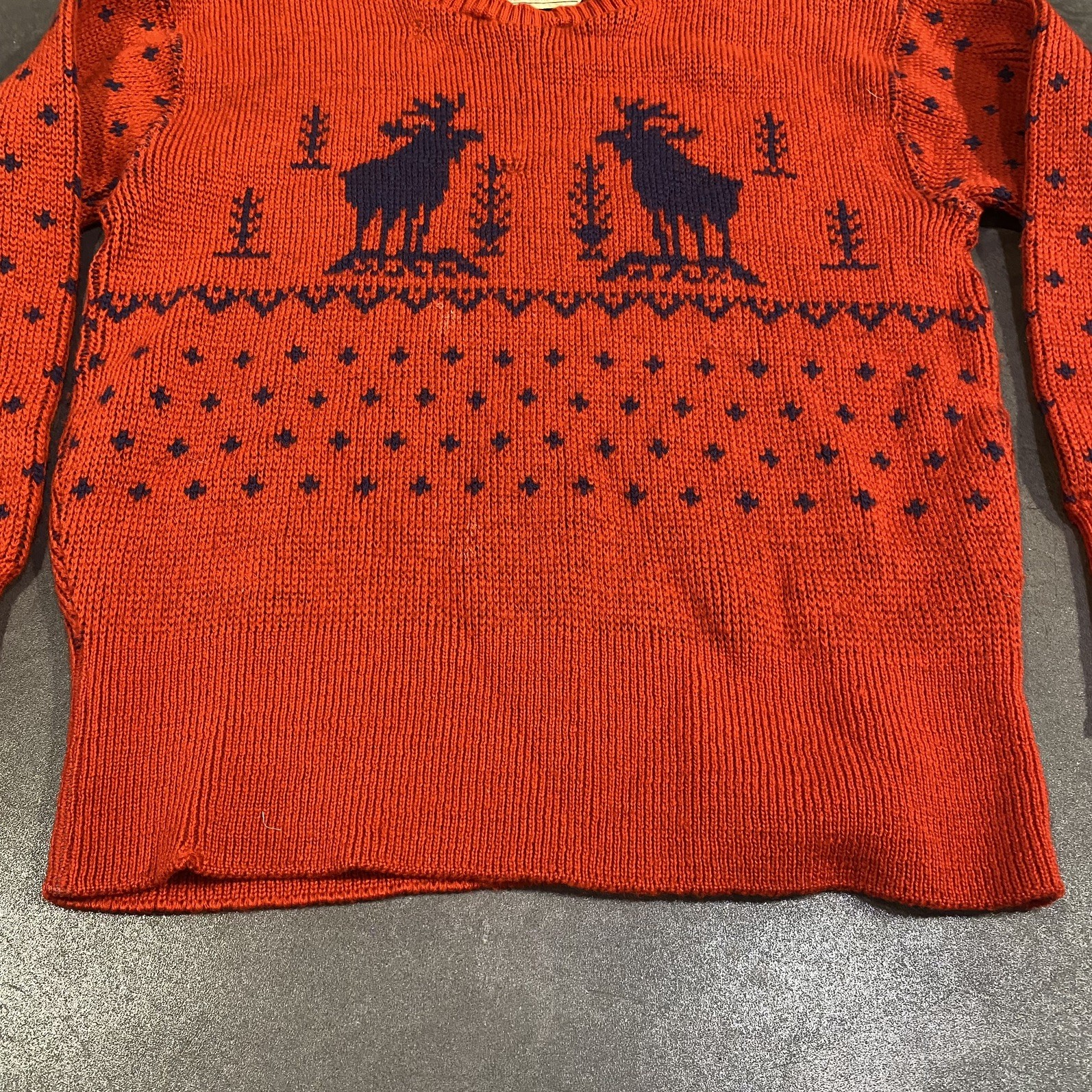 Vintage 1950s Puritan Nordic Reindeer Deer Wool Pullover Sweater Novelty S