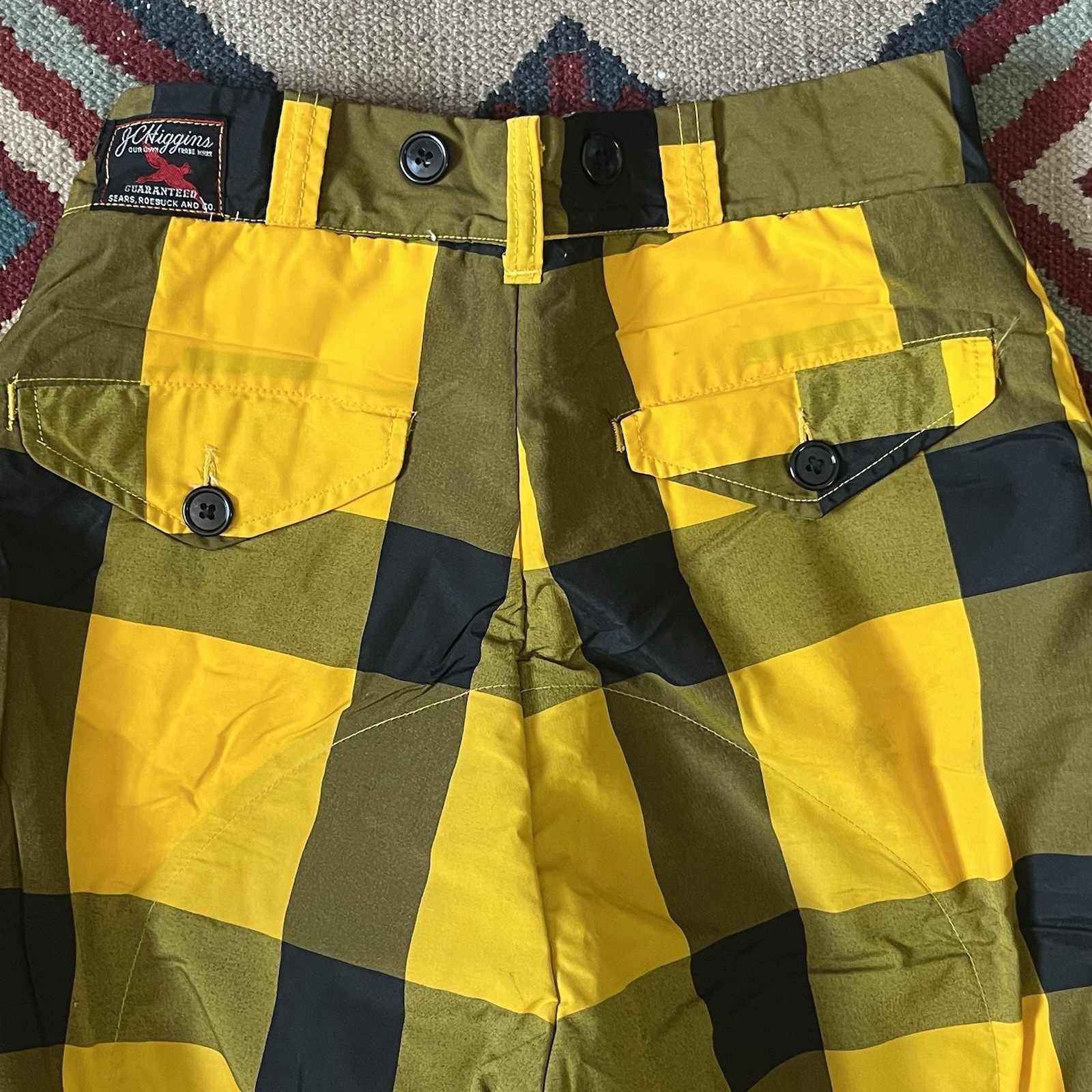 Vintage 50s JC Higgins Snow Winter Ski Pants Women’s 27×32 Yellow/Black Plaid
