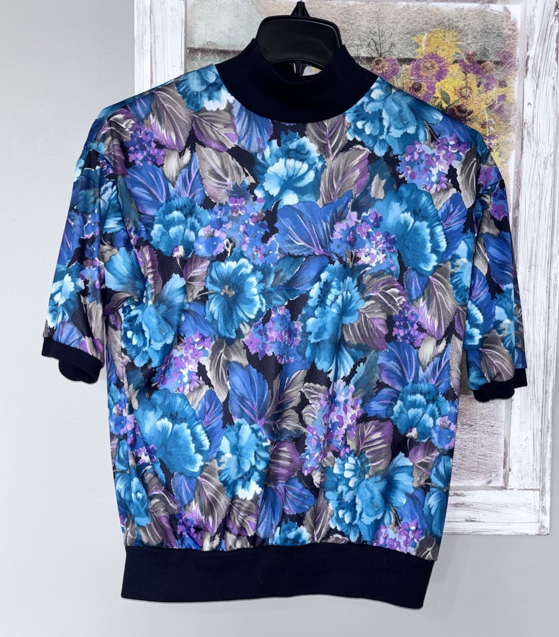 Vtg Act III Women’s Flower Petal Shirt Tropical Floral Top Size Medium Made USA