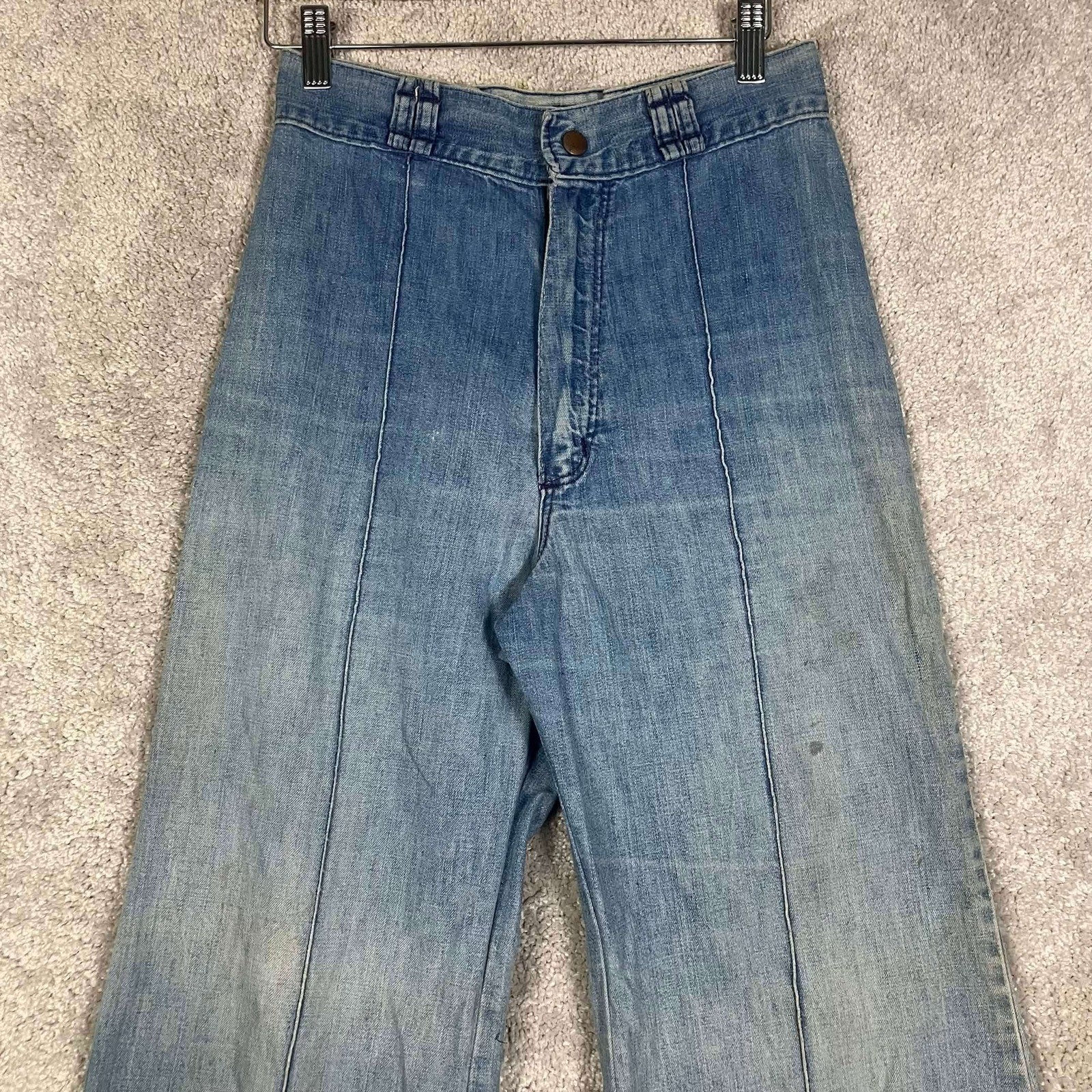 VTG 70s Wrangler Womens High Rise Wide Leg Jeans Blue Denim Scovill Zipper 26×27