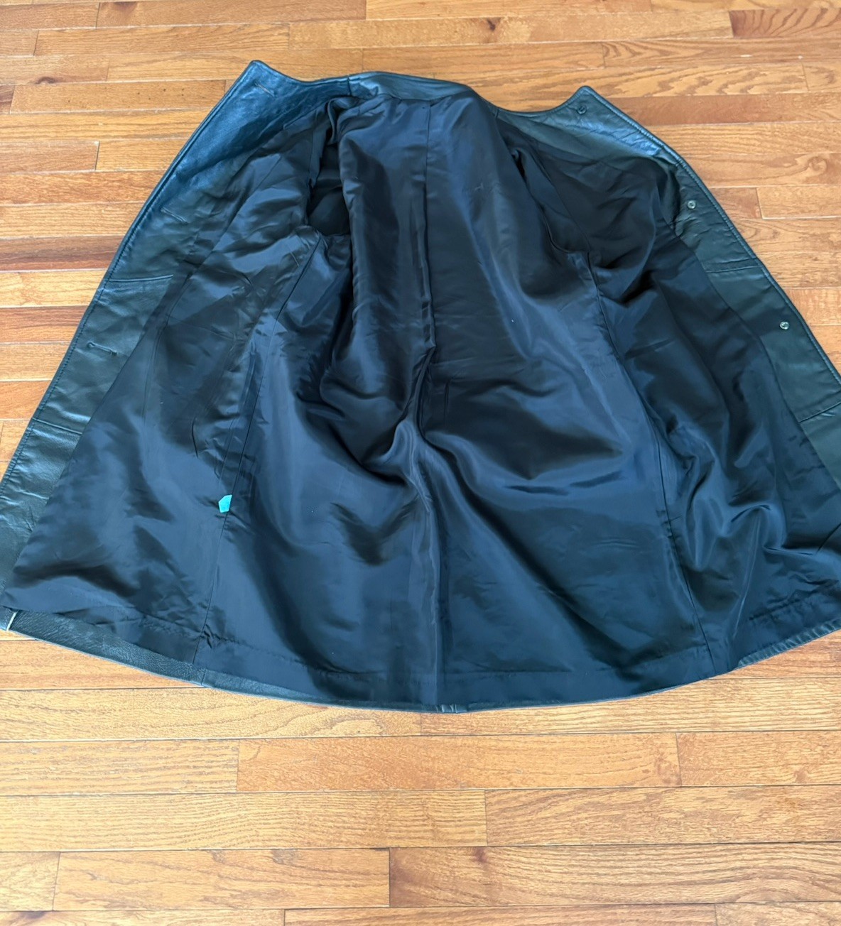 Vintage 1970s 1980s LeatherCraft of America Leather Swing Coat Black Size 16