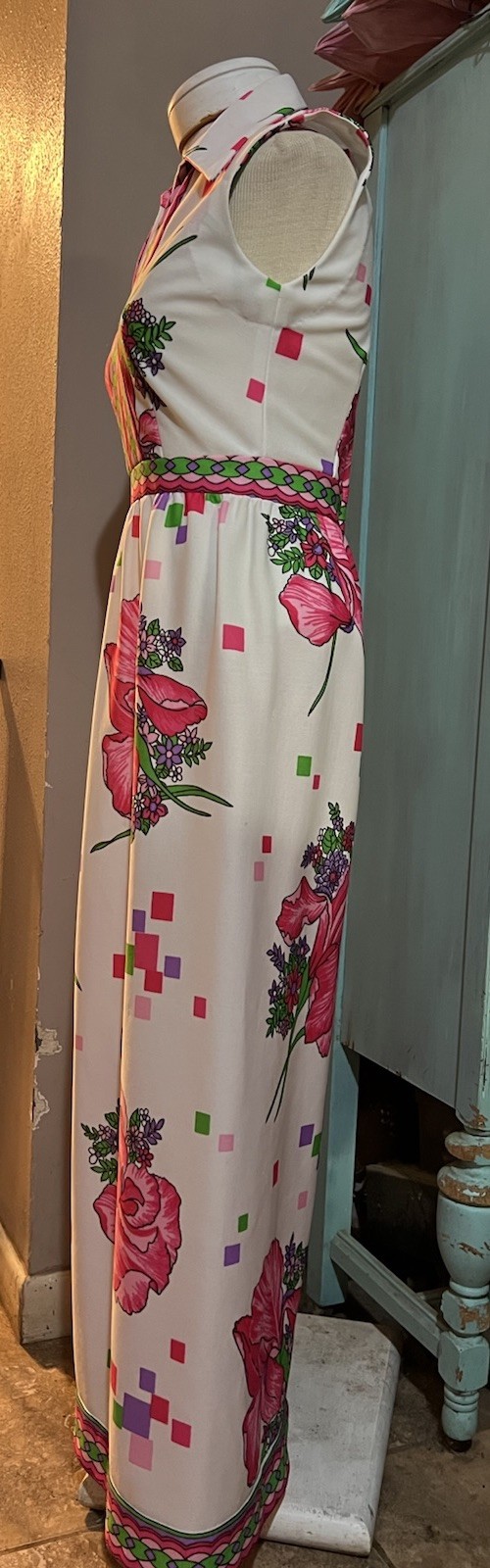VTG 70s 100 Parkhouse Dallas Hostess Mod Long Hippie Dress 10 Runs Small 6