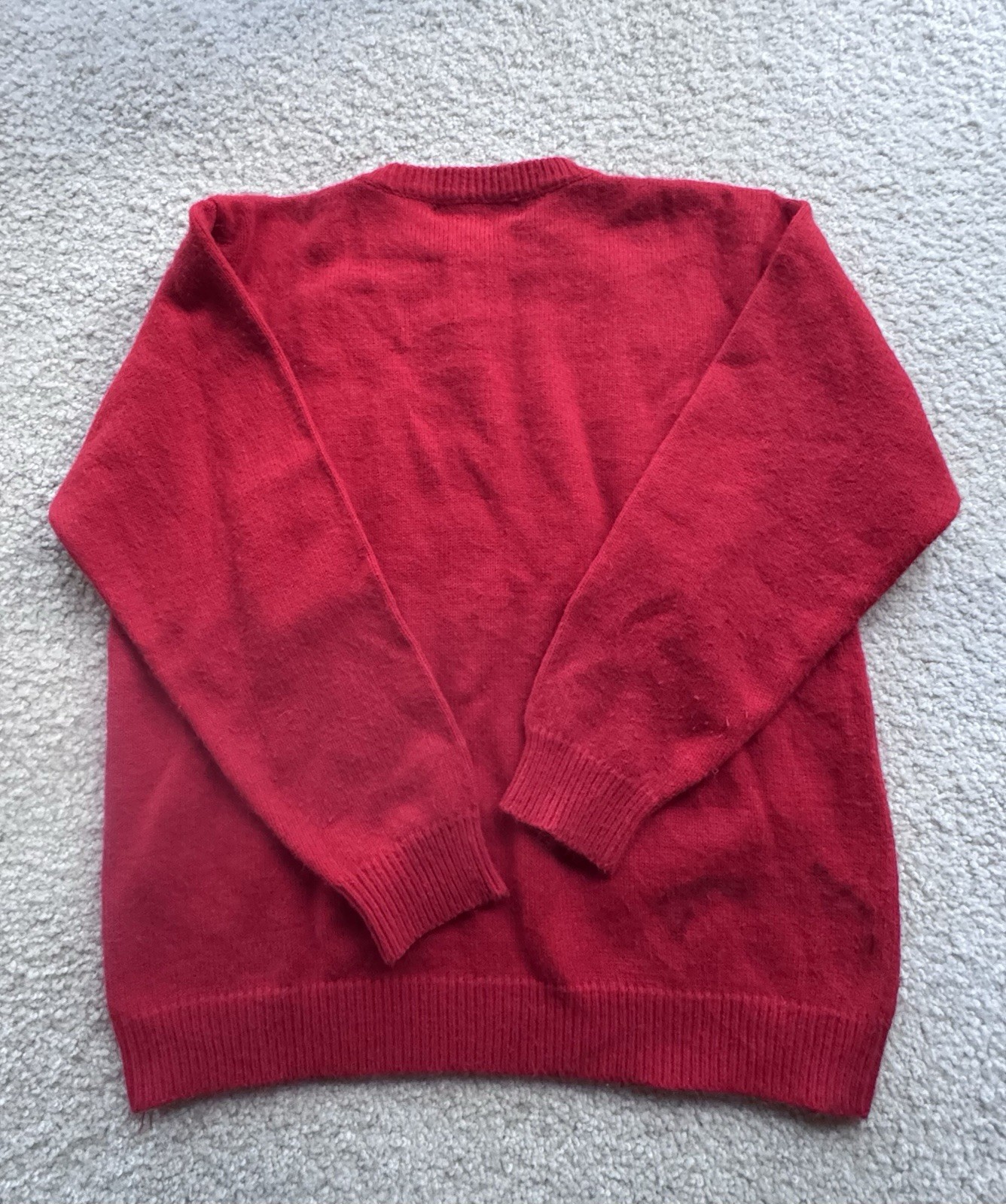 Vintage Tennis Women’s Sweater Novelty Knit Red Floral Applique Retro 80s 90s