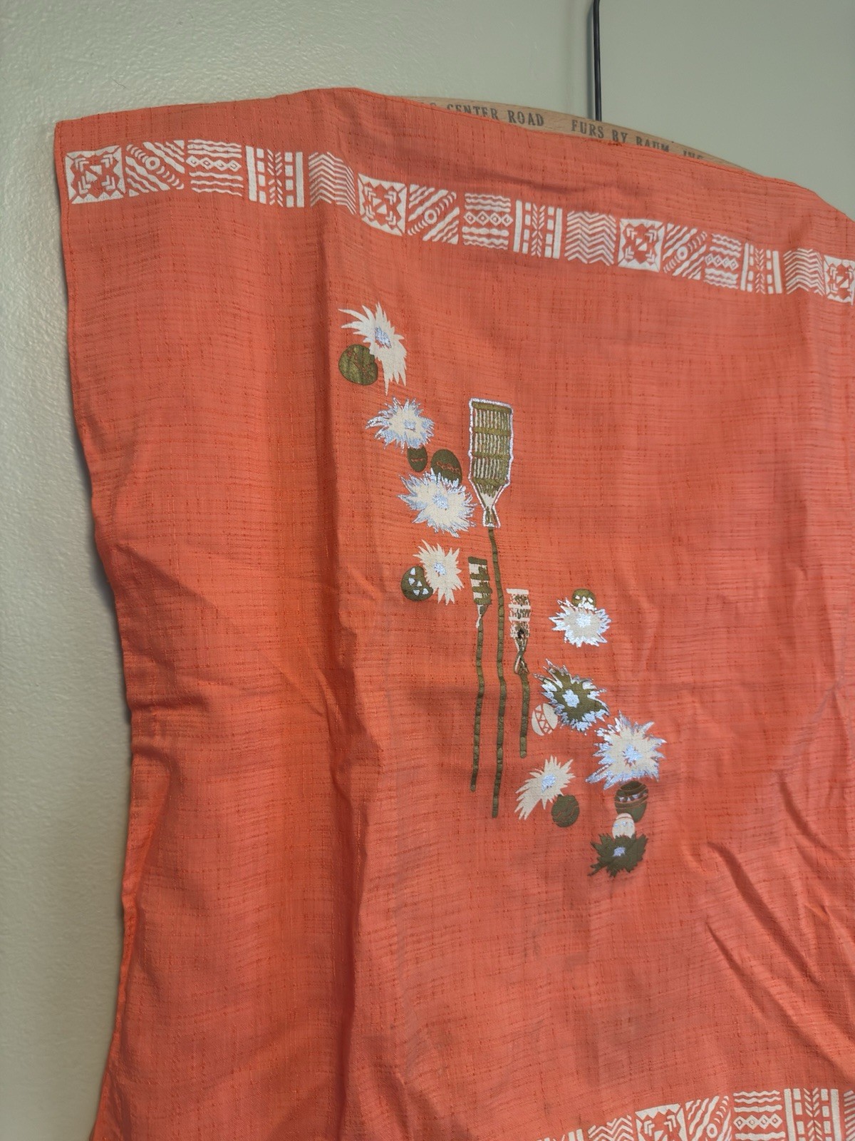 Vintage 60s 70s Tiki Shirt Square Top Coral Orange Sleeveless Pullover Mod