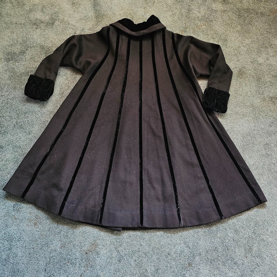 Vtg 50s Lilli Ann Velvet Shawl Collar Swing Princess Opera Formal Wool Coat L/XL