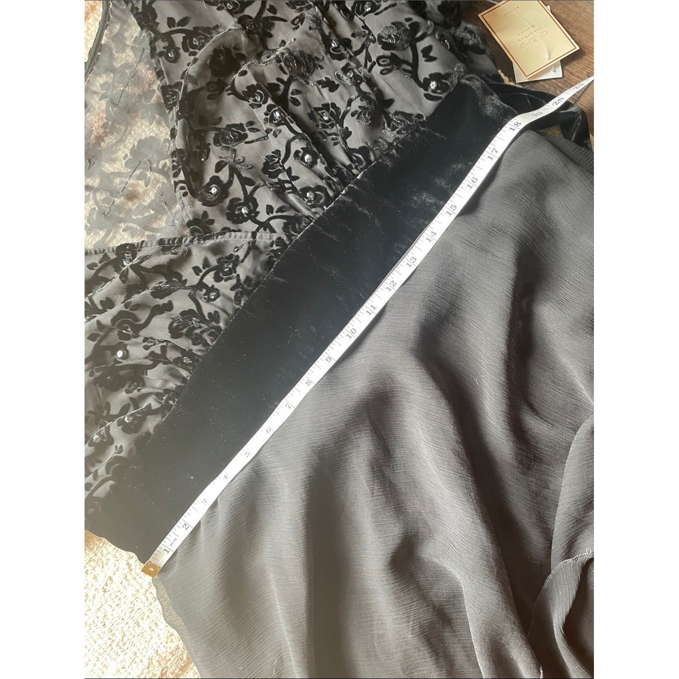 NWT VTG 90s Jonathan Martin Whimsygoth Midi Dress Black Lace Velvet Sequin Sz14W
