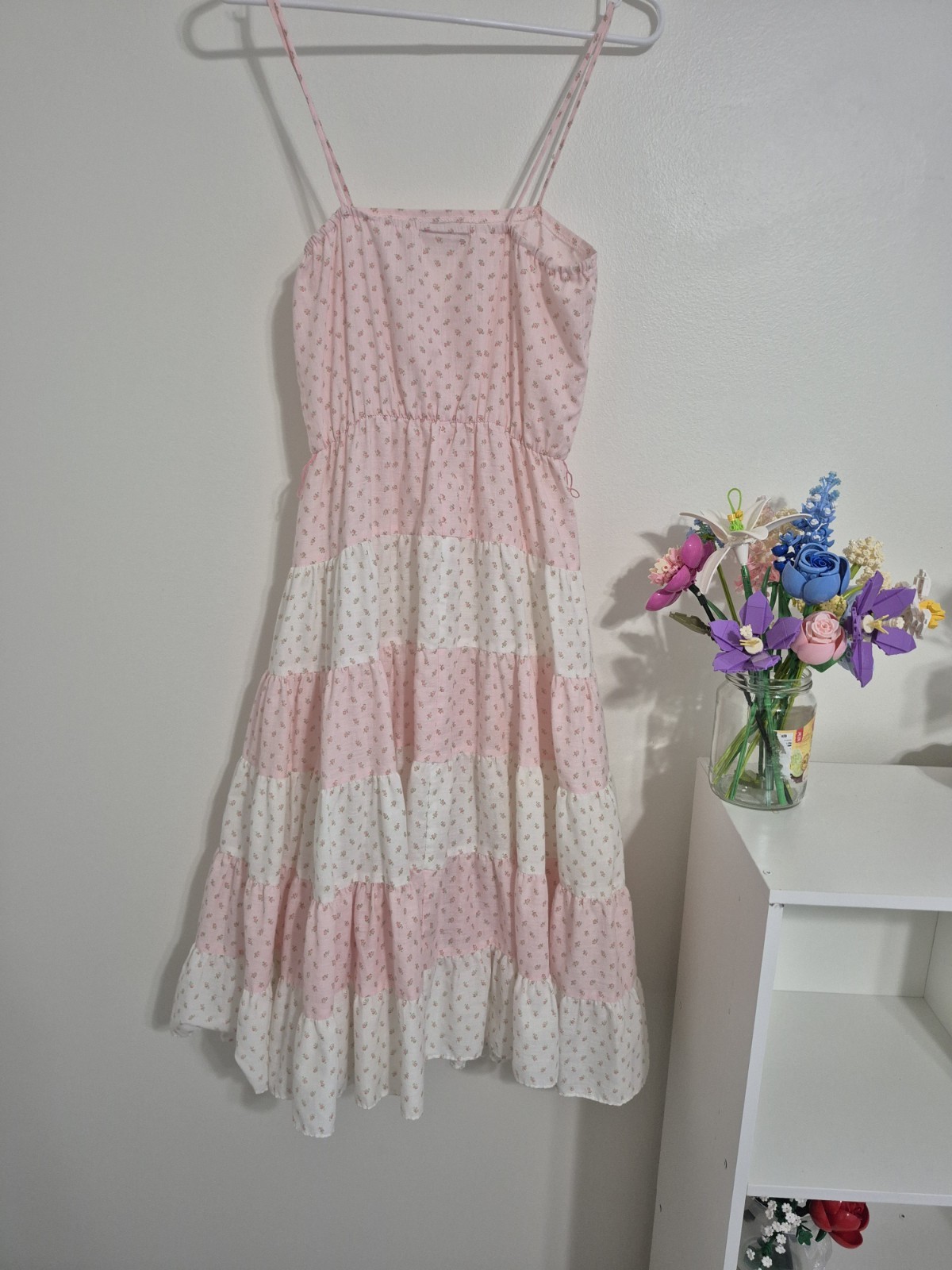 Vintage 70s Entourage Pink Floral Dress Cottagecore Prairie Sundress – S/XS