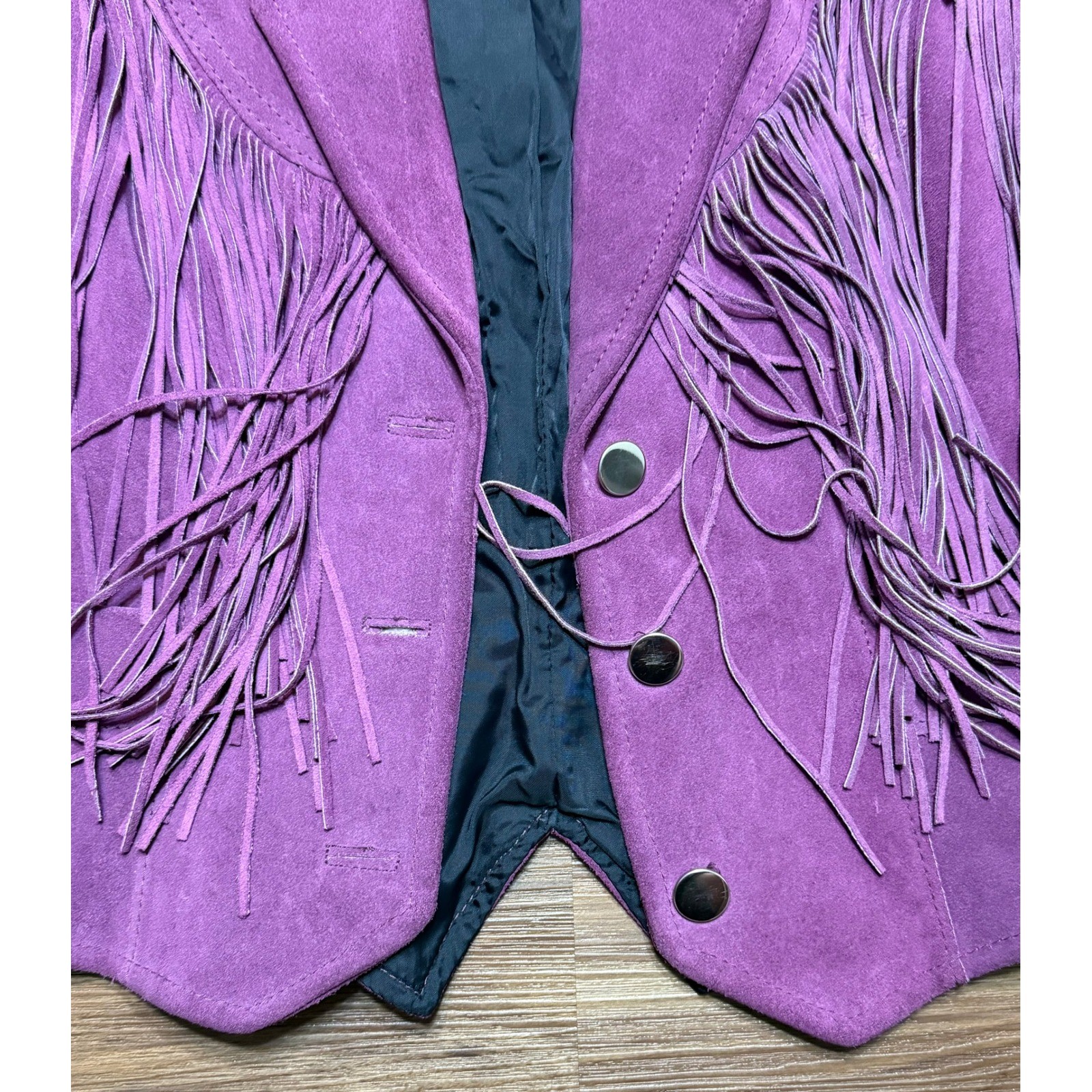VTG Pioneer Wear Purple Suede Fringe Western Jacket Women Sz 8 Made in USA