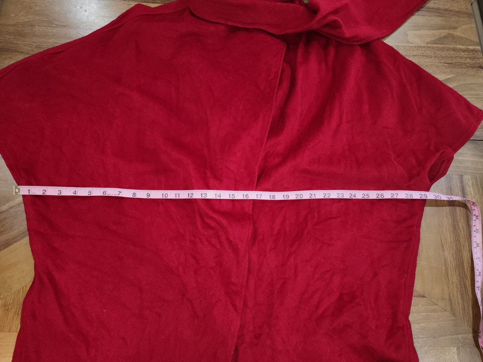 Gemini 100% Wool Shawl Cape Cocoon Wrap Coat Red Vintage 1960s 70s