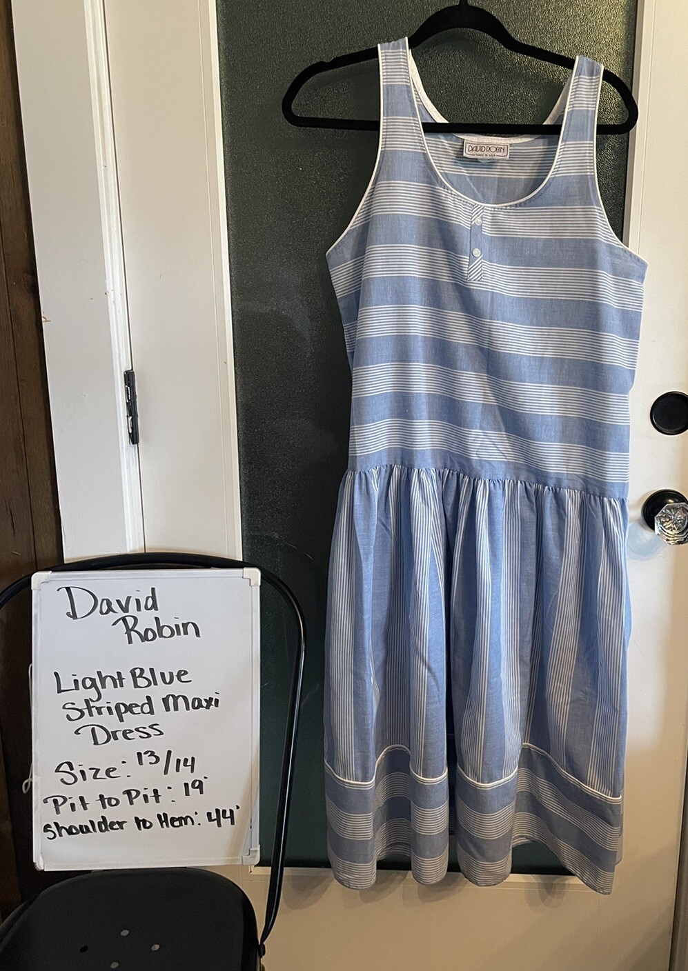 David Robin Vintage Blue Striped Dress Sz 13/14