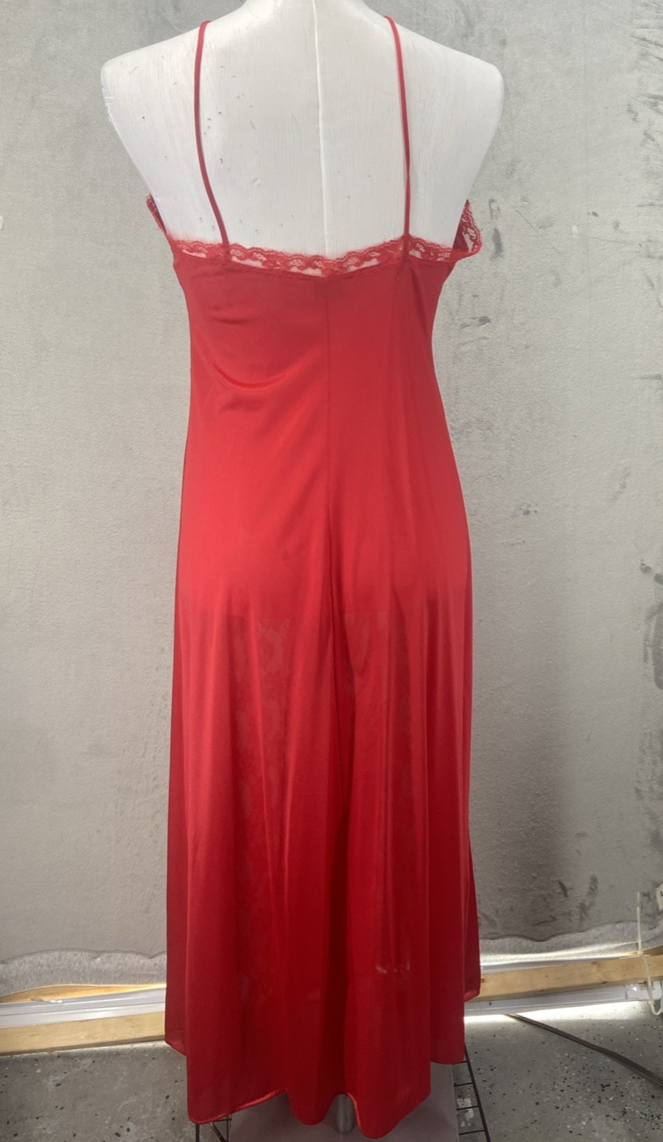 Vintage Y2K Sabrina slip Dress Red Babydoll Floral Lace Lingerie Romantic USA