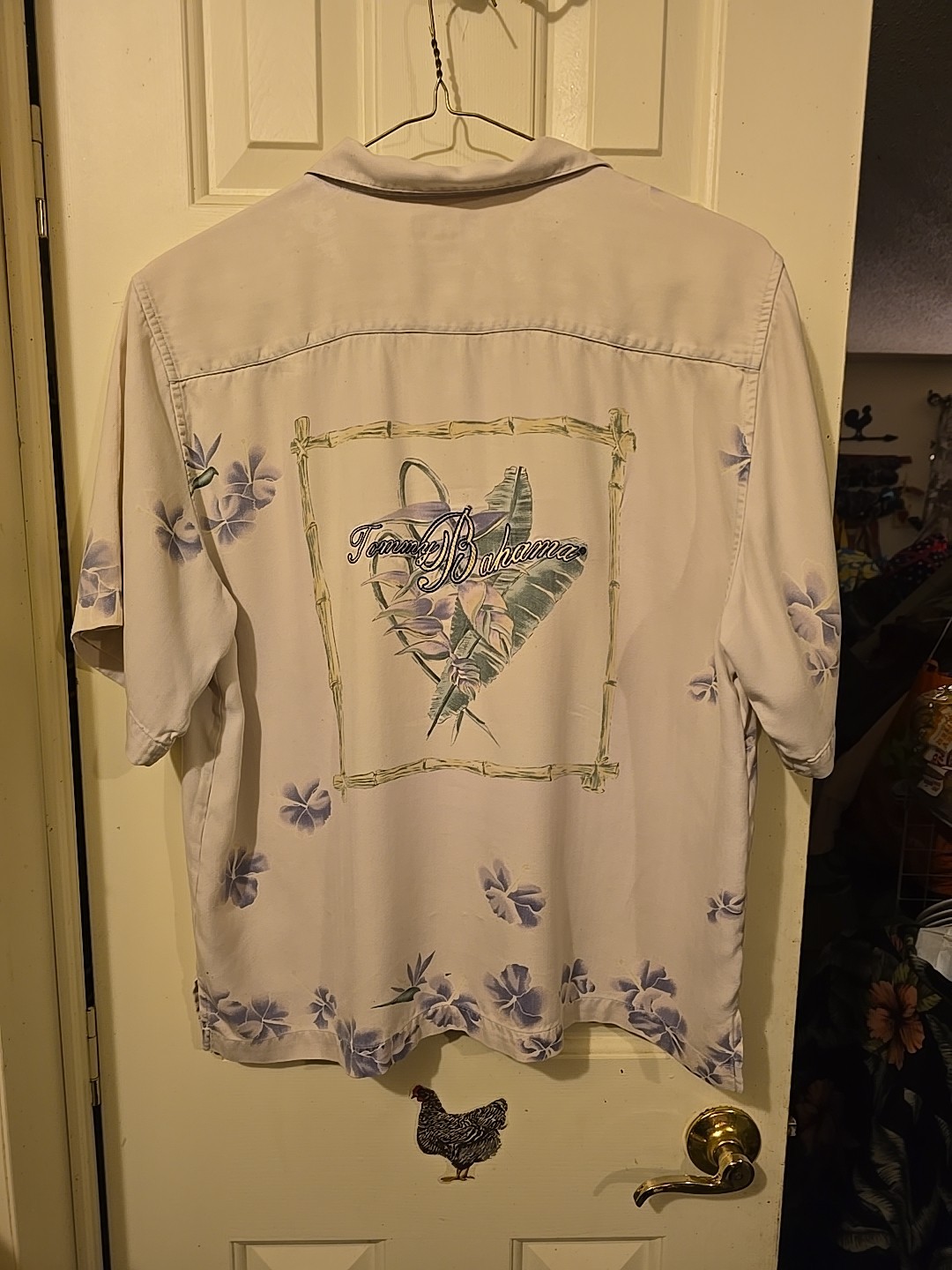 vintage womens tommy bahama 100% silk embroidered pale pink purple flowers…