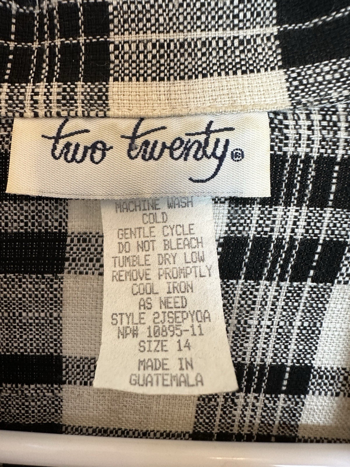 Vintage Two Twenty Plaid black-and-white oversized vintage blazer 1980s large 14