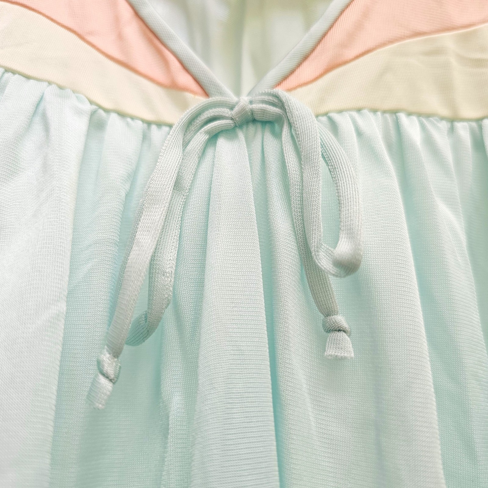VTG Lorraine Nightgown MD Mint Seafoam Peach Color Block Sleeveless Nylon Sheer
