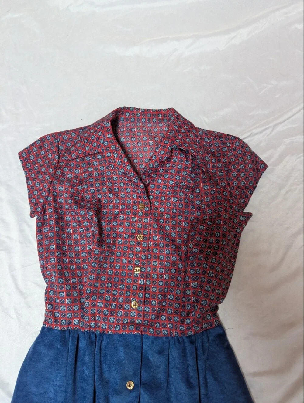 Vintage 70’s Button Front Blue Velour Dress & Jacket Anjac By Marc Needleman