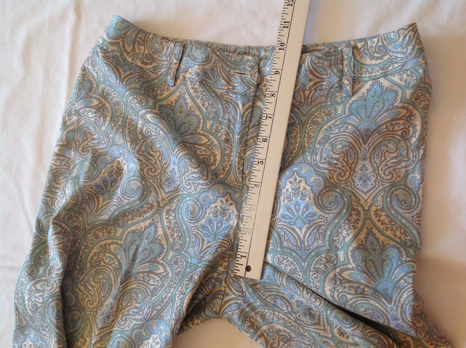Sz2 HAROLD’S silk blend pants Mint Green Paisley ESSAY Vintage Blouse off white