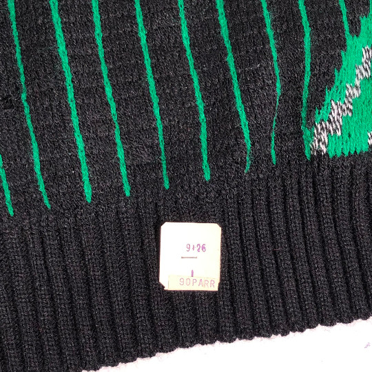 NoS New Vtg 90’s Green ELECTRIC DICE Jumper GEOMETRIC Knit HiP HoP Sweater M