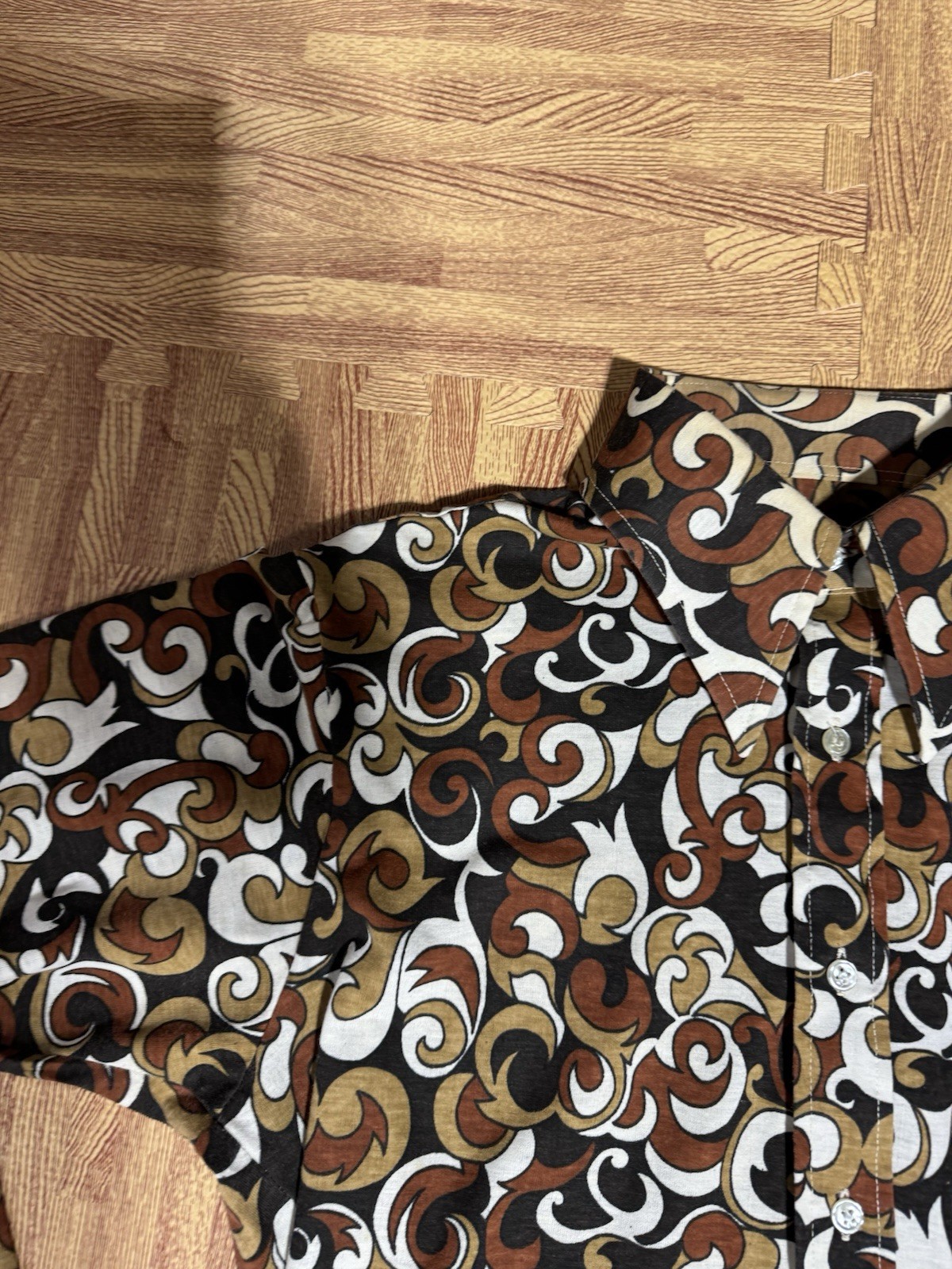 Vtg Contour Knit National Shirt Shops Brown and Black Paisley Shirt Women’s L
