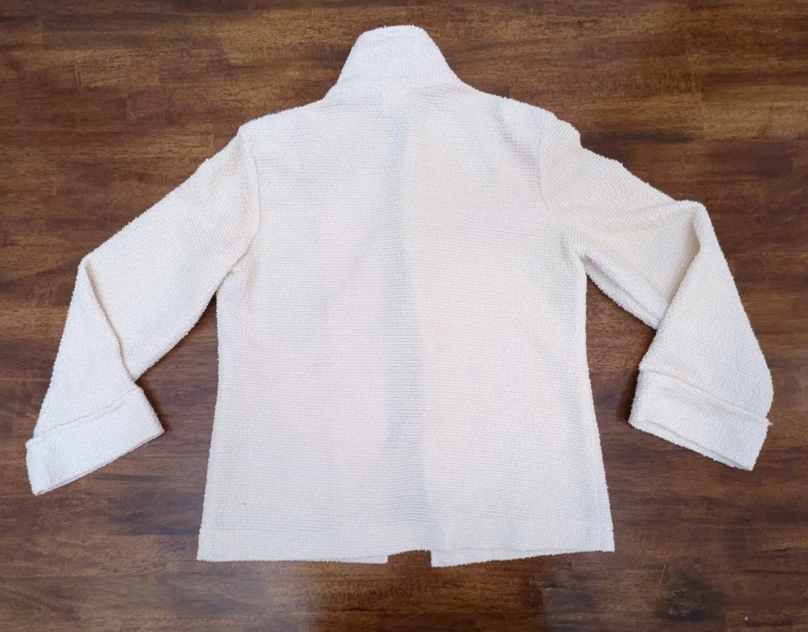 VTG 1970’s Casual Corner Jacket Cardigan Women Medium Cream Boucle Open Front