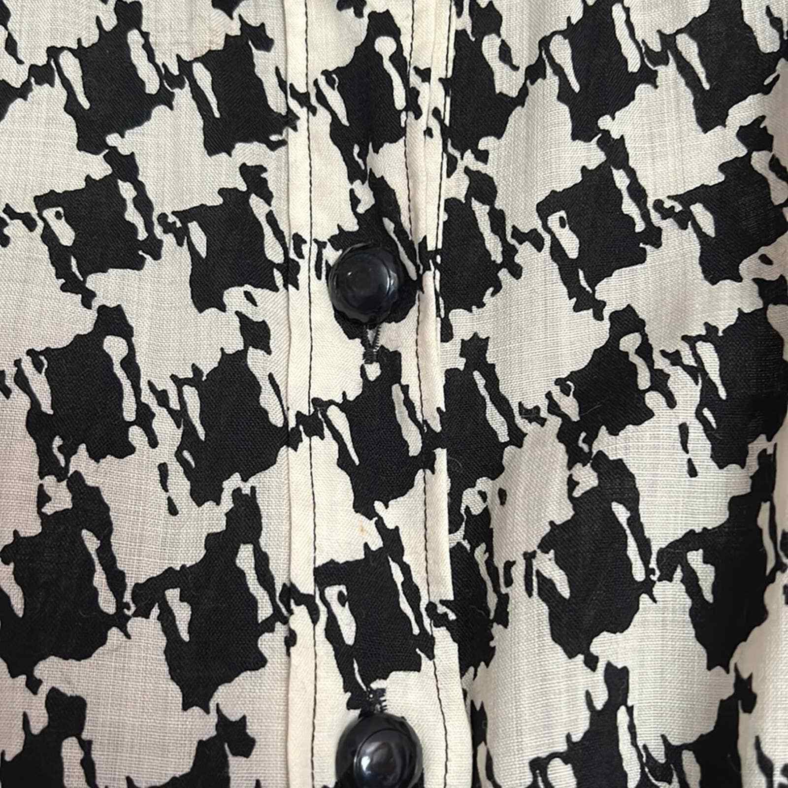 Vintage Celine Paris 80’s Houndstooth Puff Sleeve Dress Classic Designer