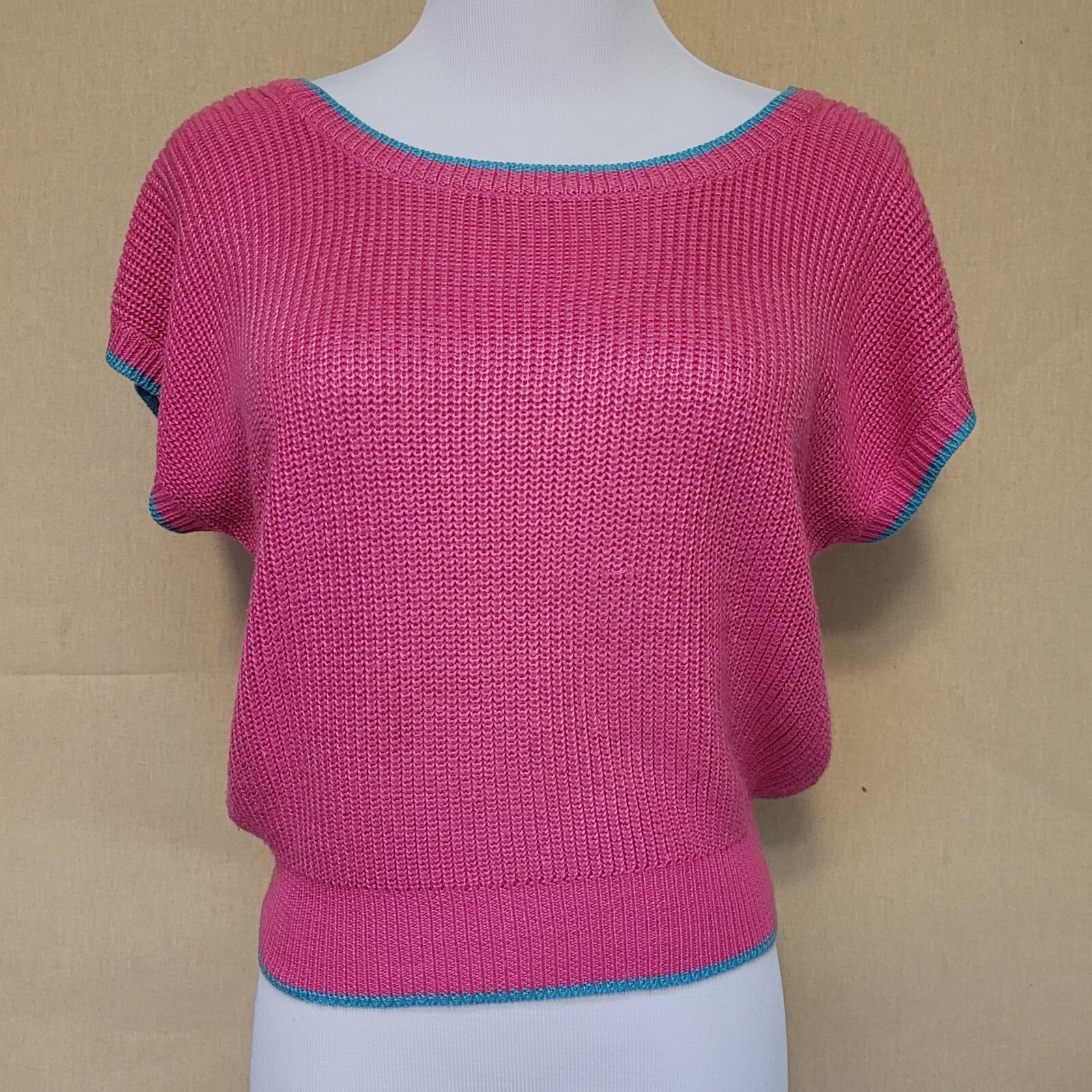 Plain Jane VTG Short Sleeve Pink Cropped Sweater 80s Wmn’s Sz M Lightweight