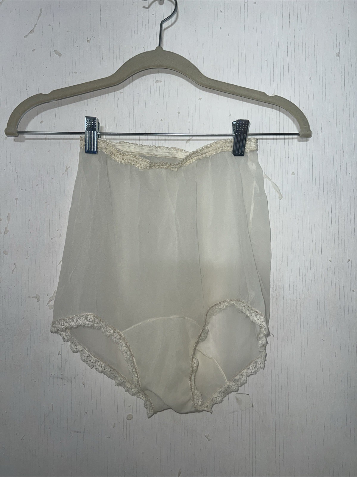 Vintage 50s Sheer Chiffon Nylon Lace Mushroom Gusset Granny Panties Xs