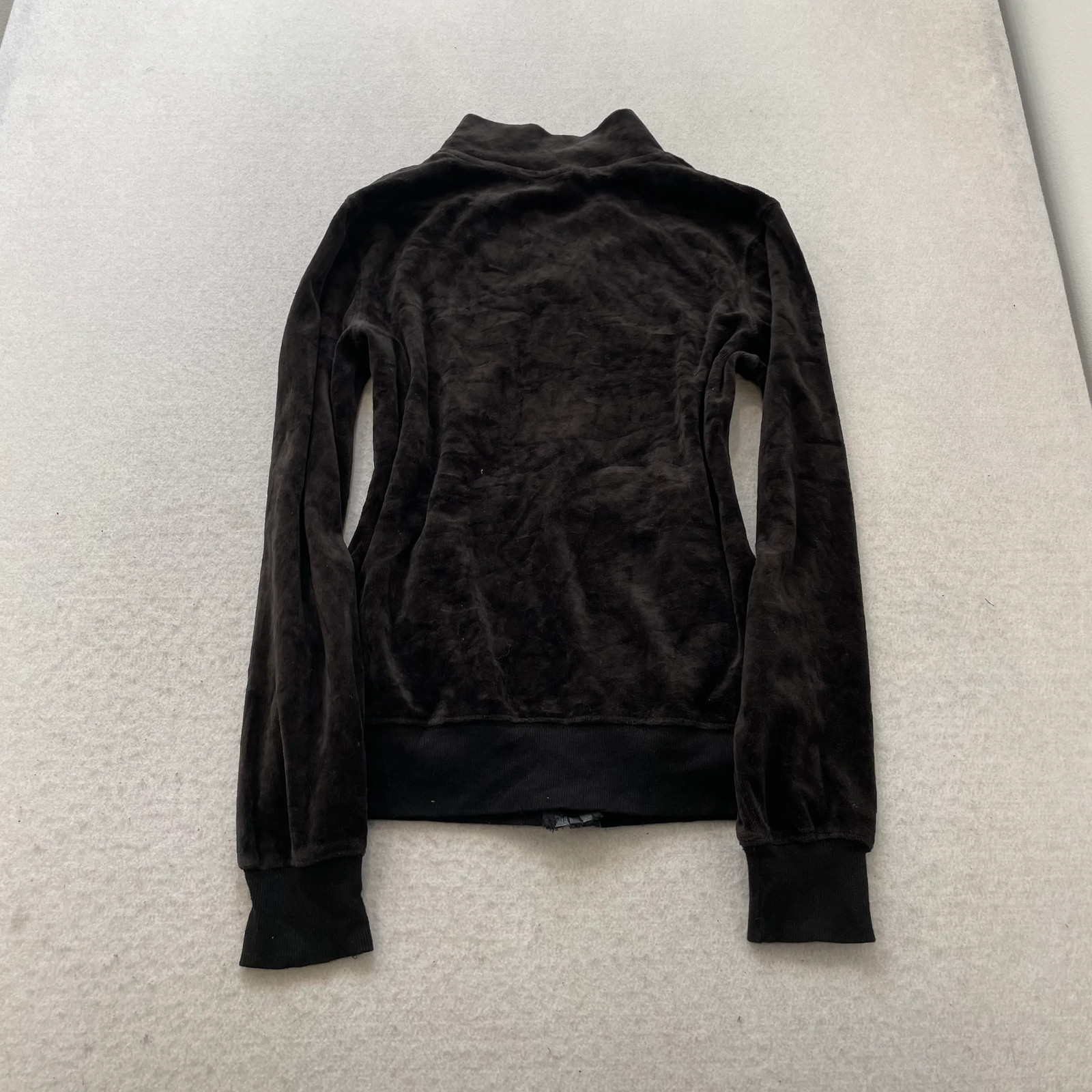 Vintage Juicy Couture Women Dark Brown Velour Zip-Up Track Jacket Classic Size S