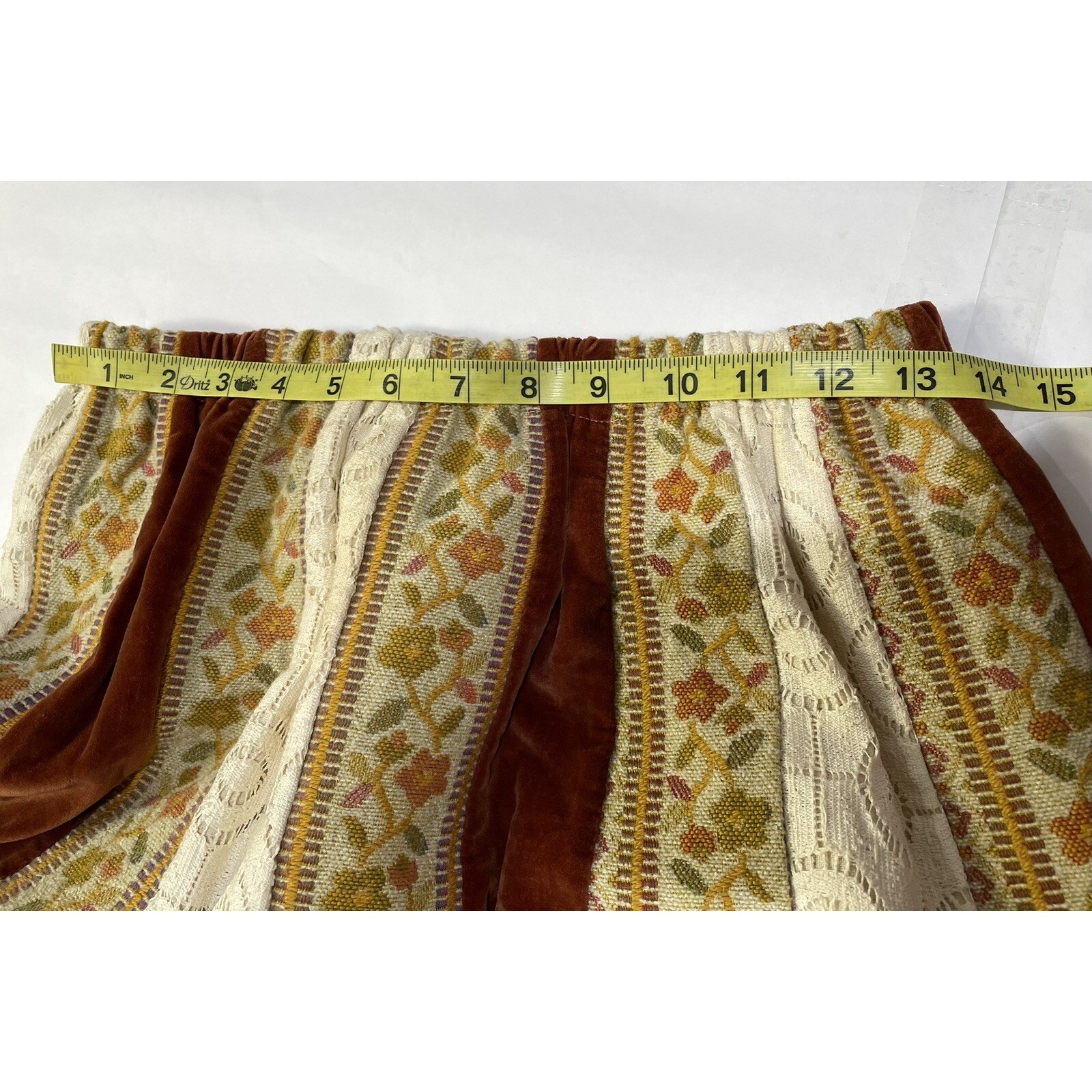VTG 70s Chessa Davis Maxi Skirt Hippie Boho Velvet Lace Tapestry Waist 27+