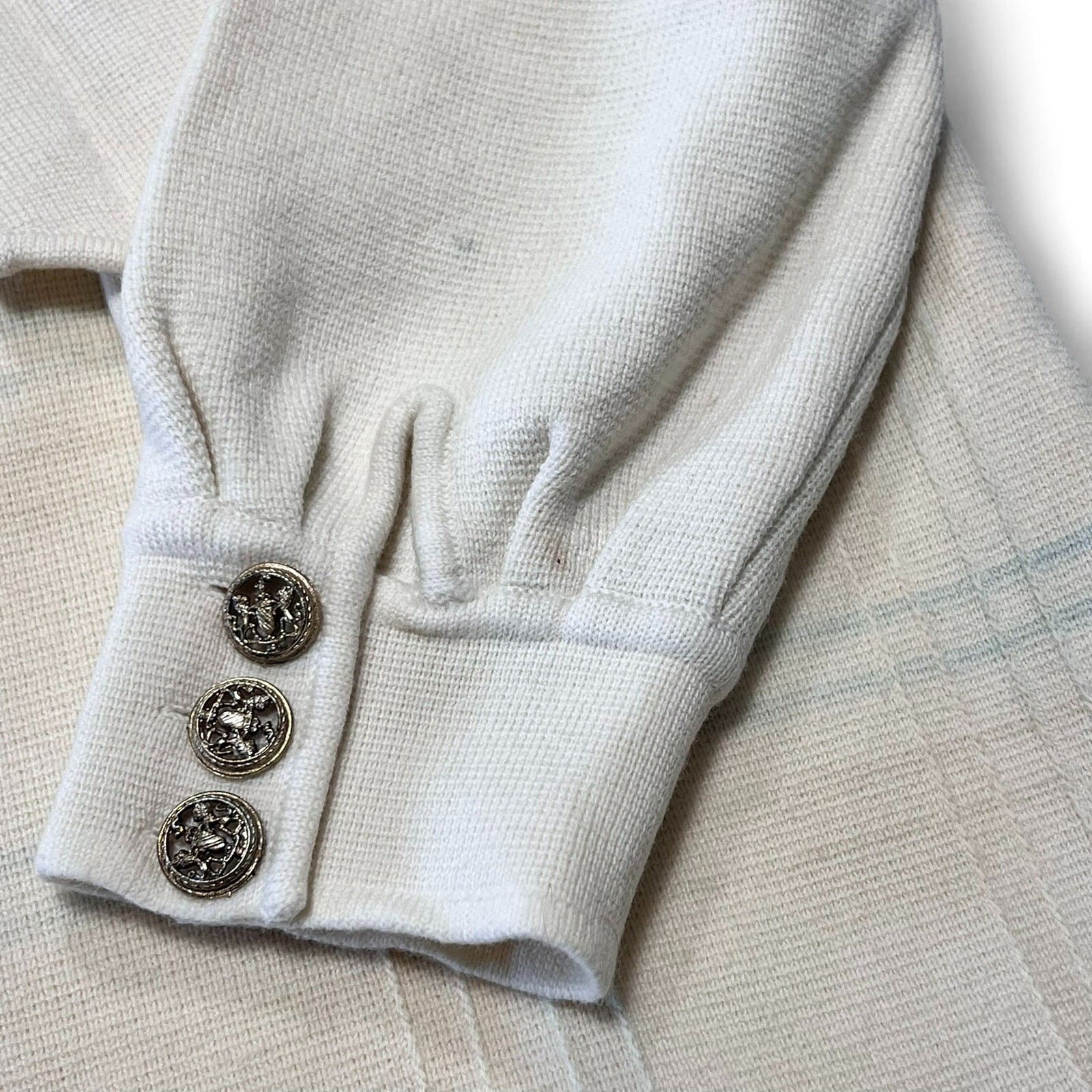 Vintage 60s Mod Ivory Wool Knit Tunic Marco Donati Hong Kong MCM Sz S