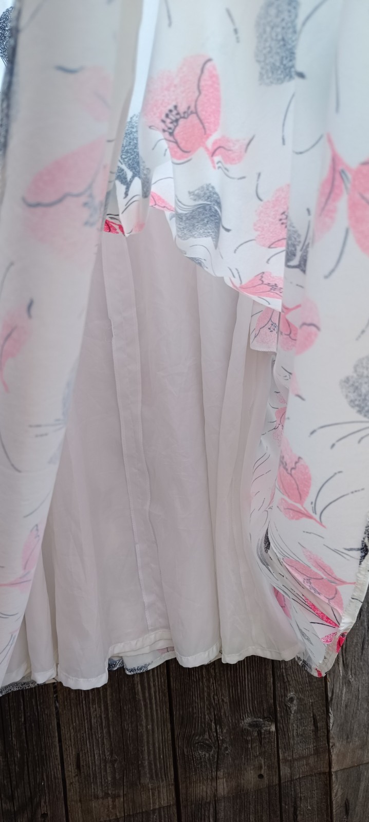 Gorenjska Oblacila Vintage Dress Womens L XL White Pink Floral Disc Skirt Pockets