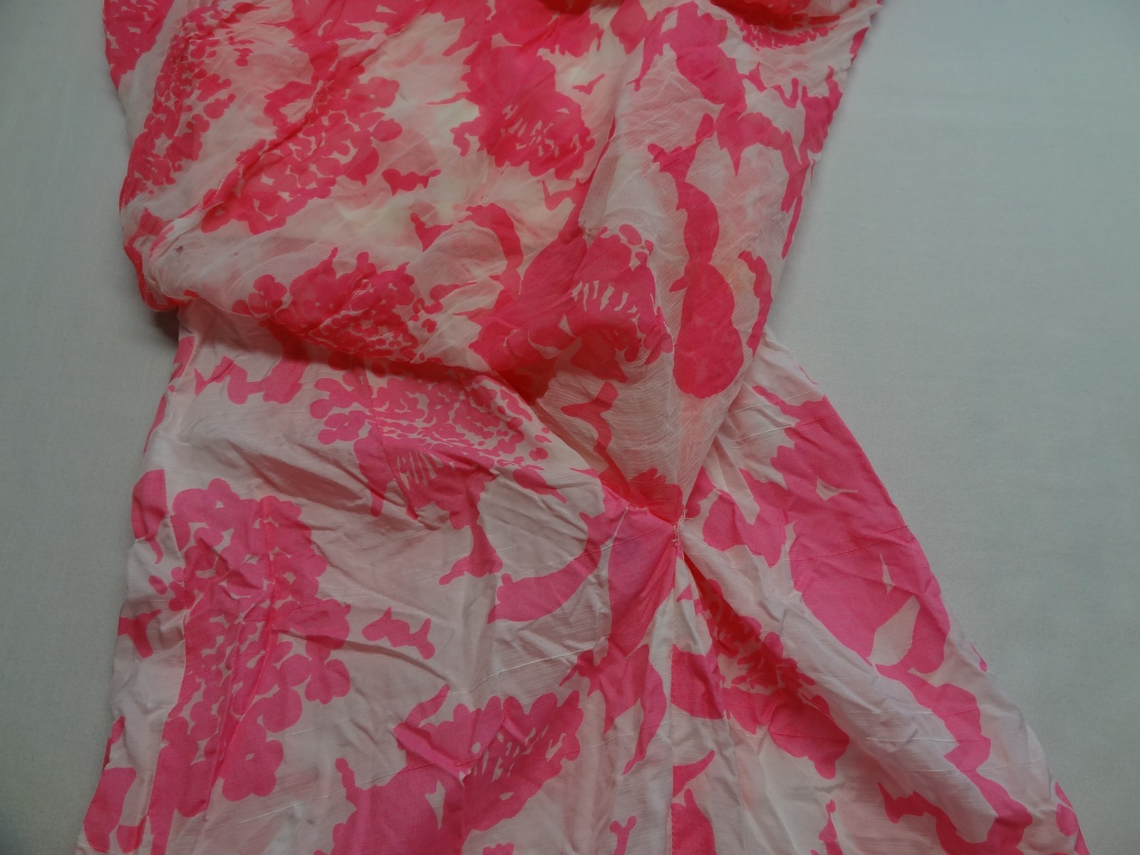 VTG XS Floral Dress Pink White Talon Zipper ILGWU Union Made in USA Long Maxi